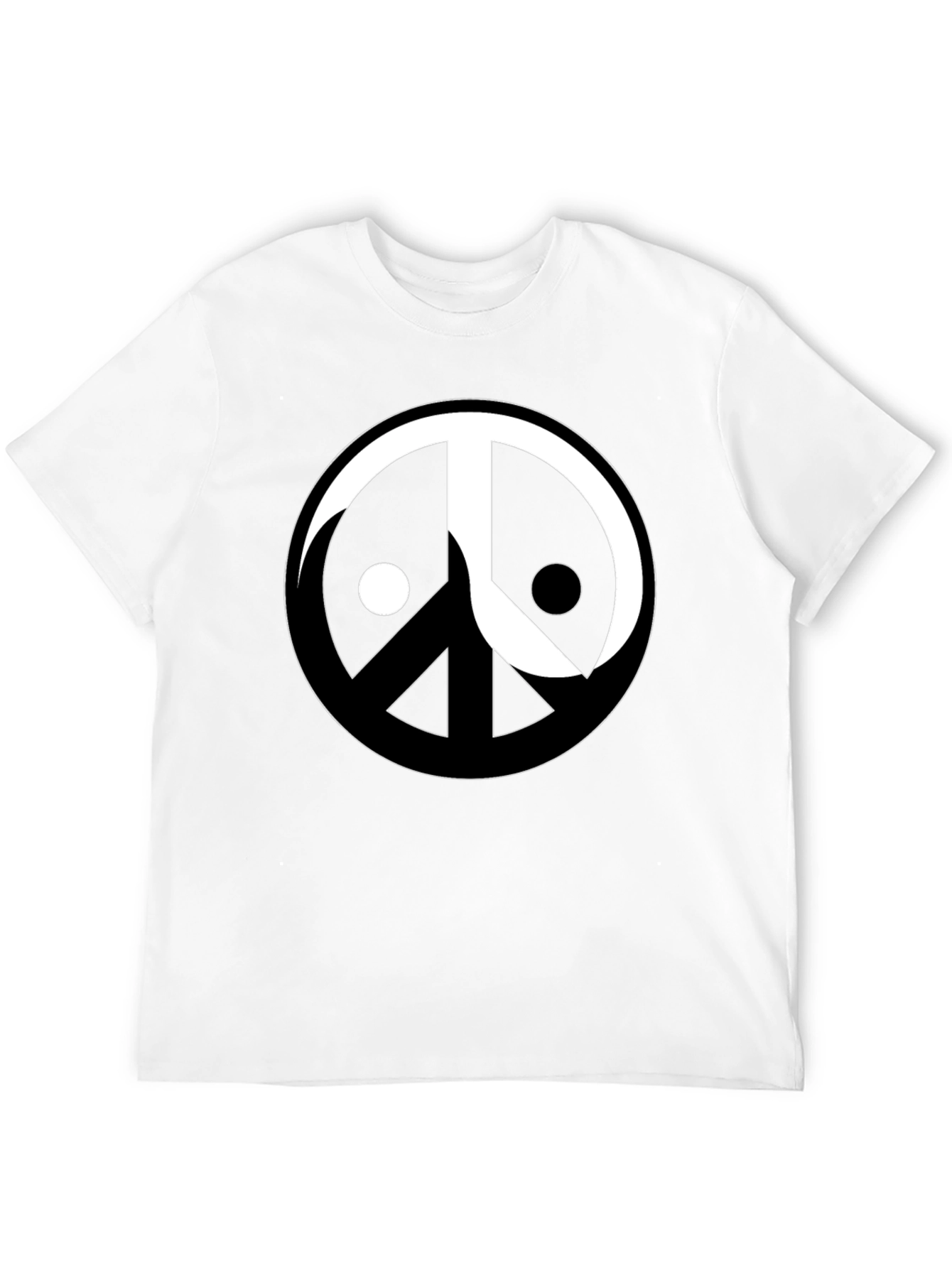 Yin Yang Peace Sign Graphic Tee - Black