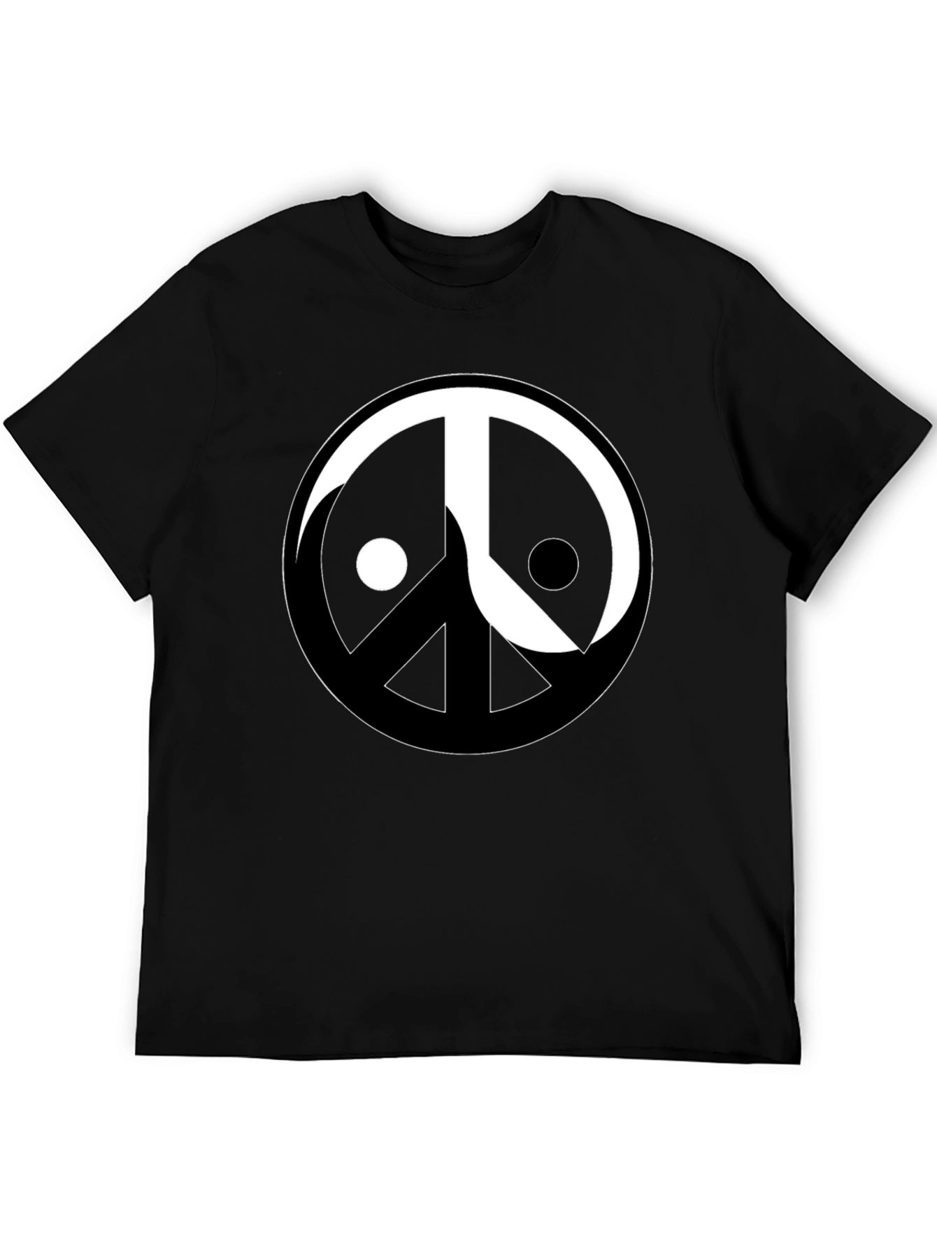 Yin Yang Peace Sign Graphic Tee - Black