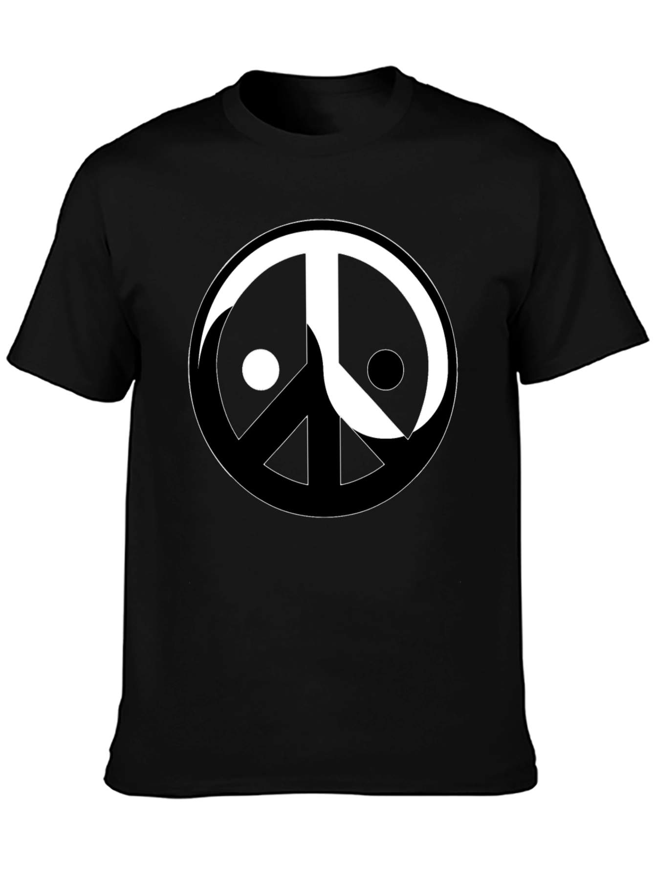 Yin Yang Peace Sign Graphic Tee - Black