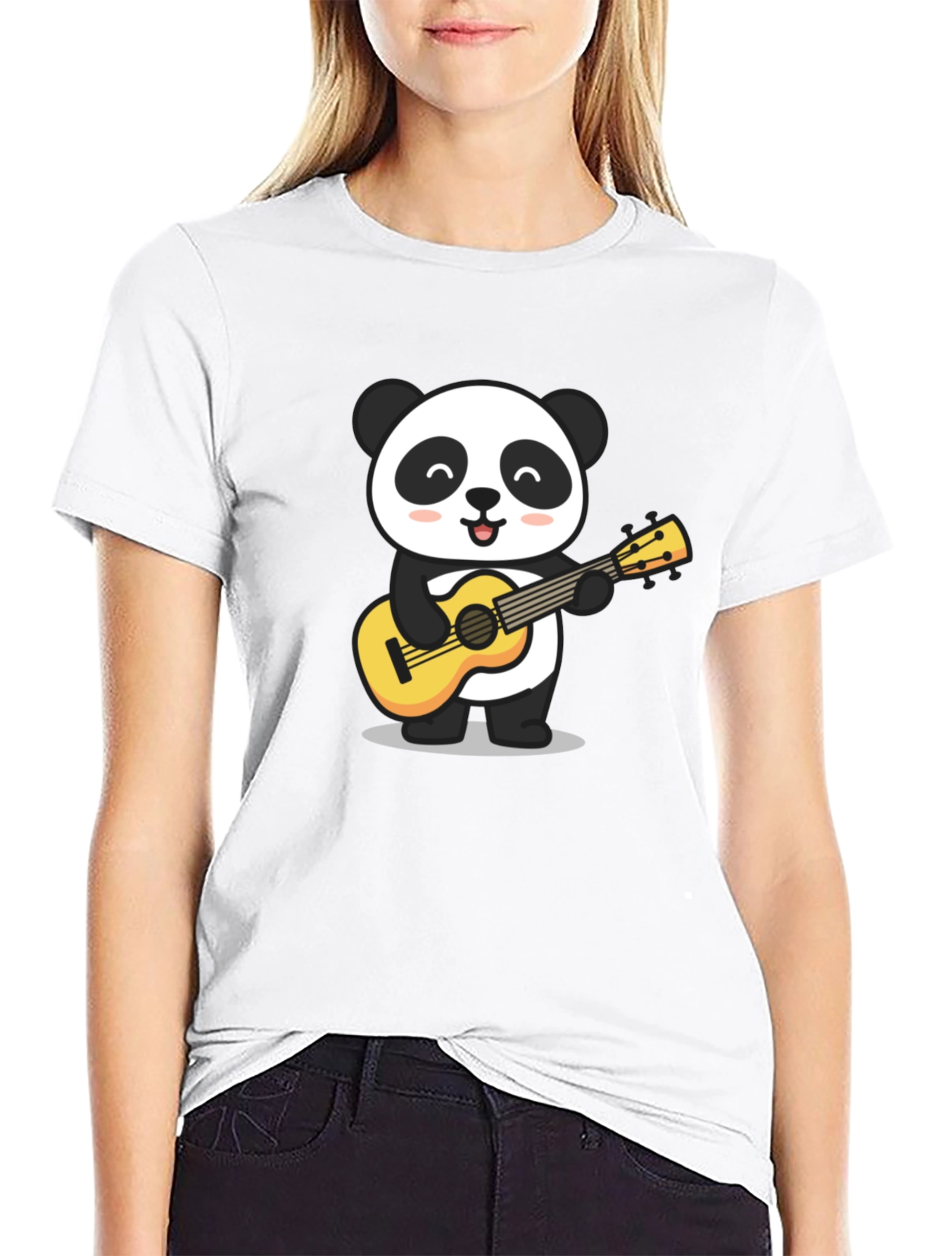 Panda Guitarist Graphic T-Shirt - Black