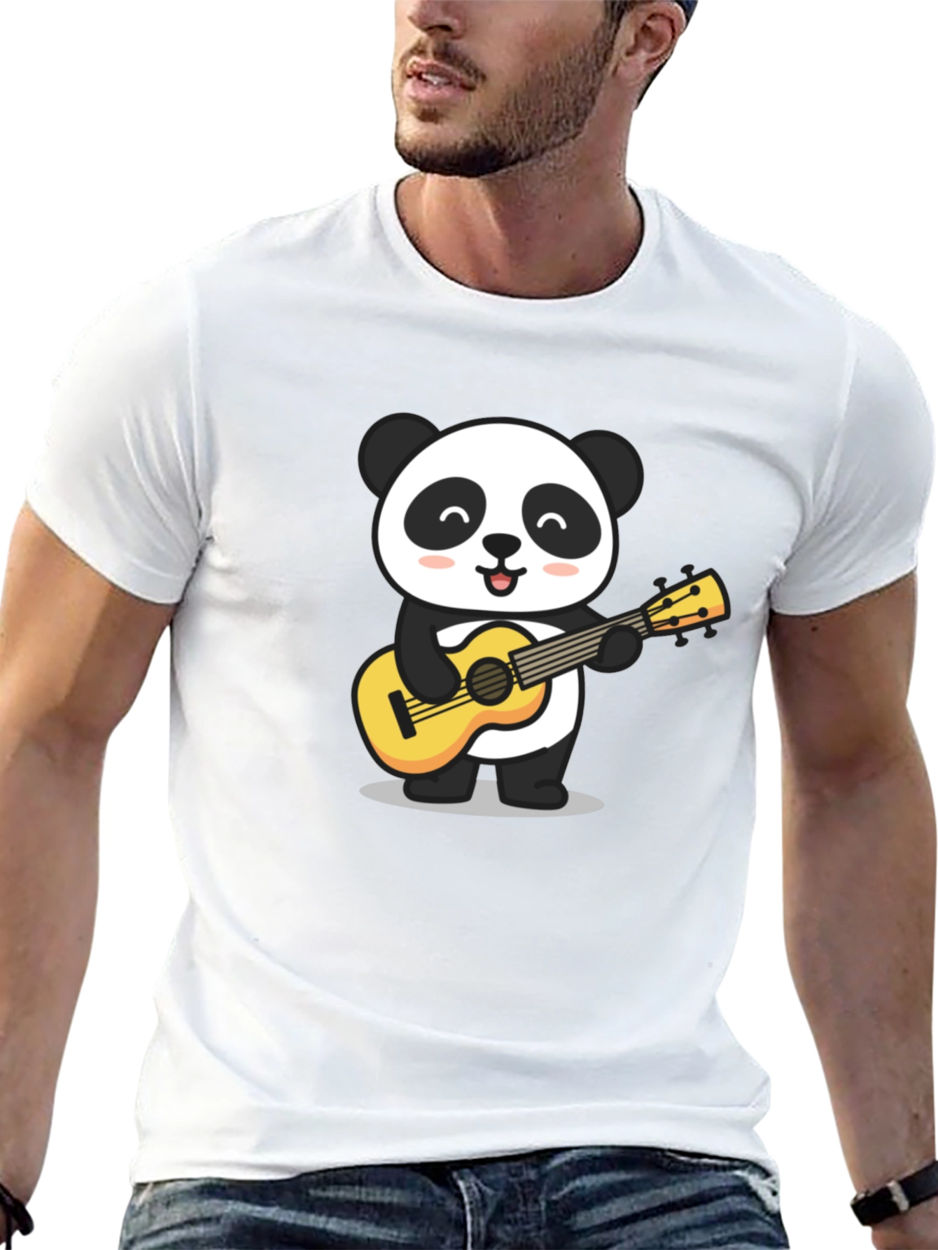 Panda Guitarist Graphic T-Shirt - Black