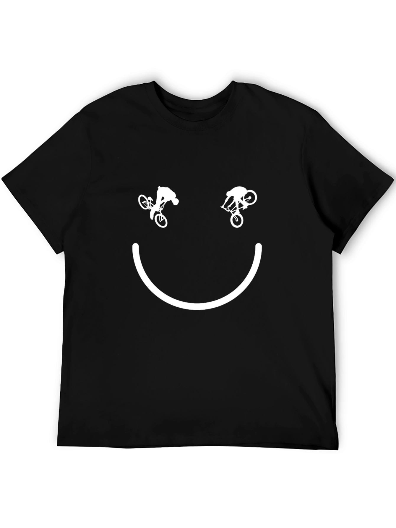 Smiley Face Mountain Biker T-Shirt - Black