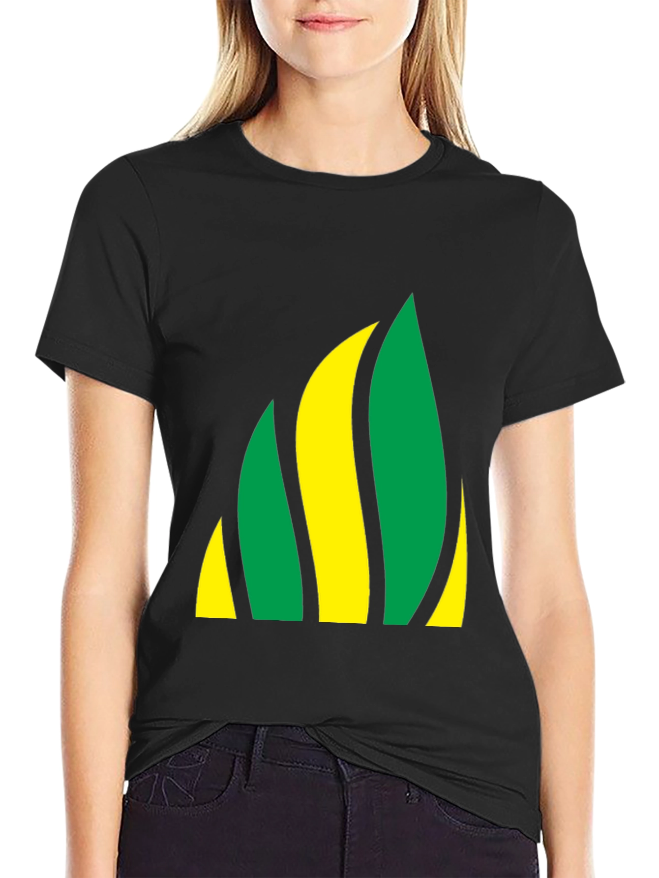 Abstract Flame Tee - Black Crew Neck Shirt