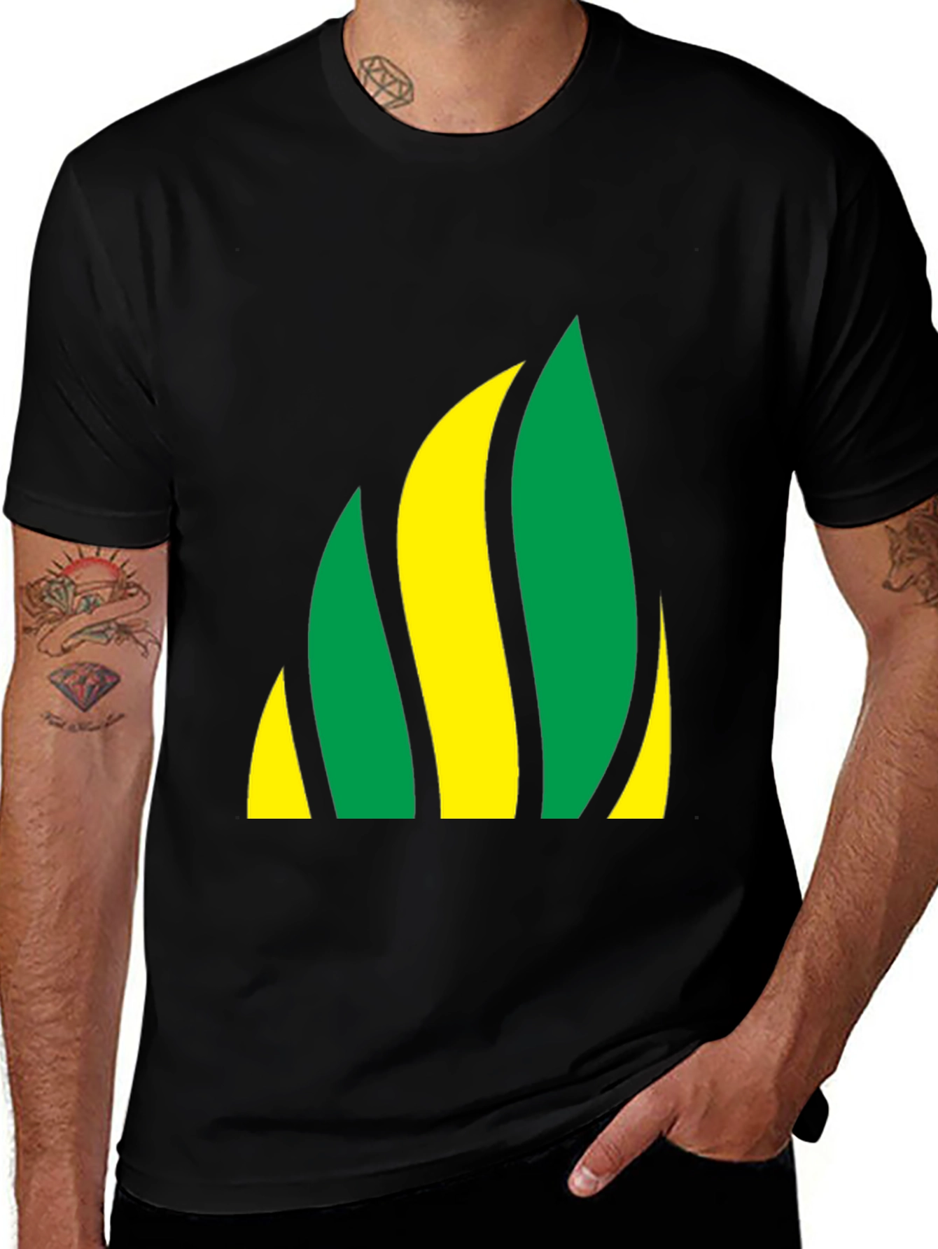 Abstract Flame Tee - Black Crew Neck Shirt