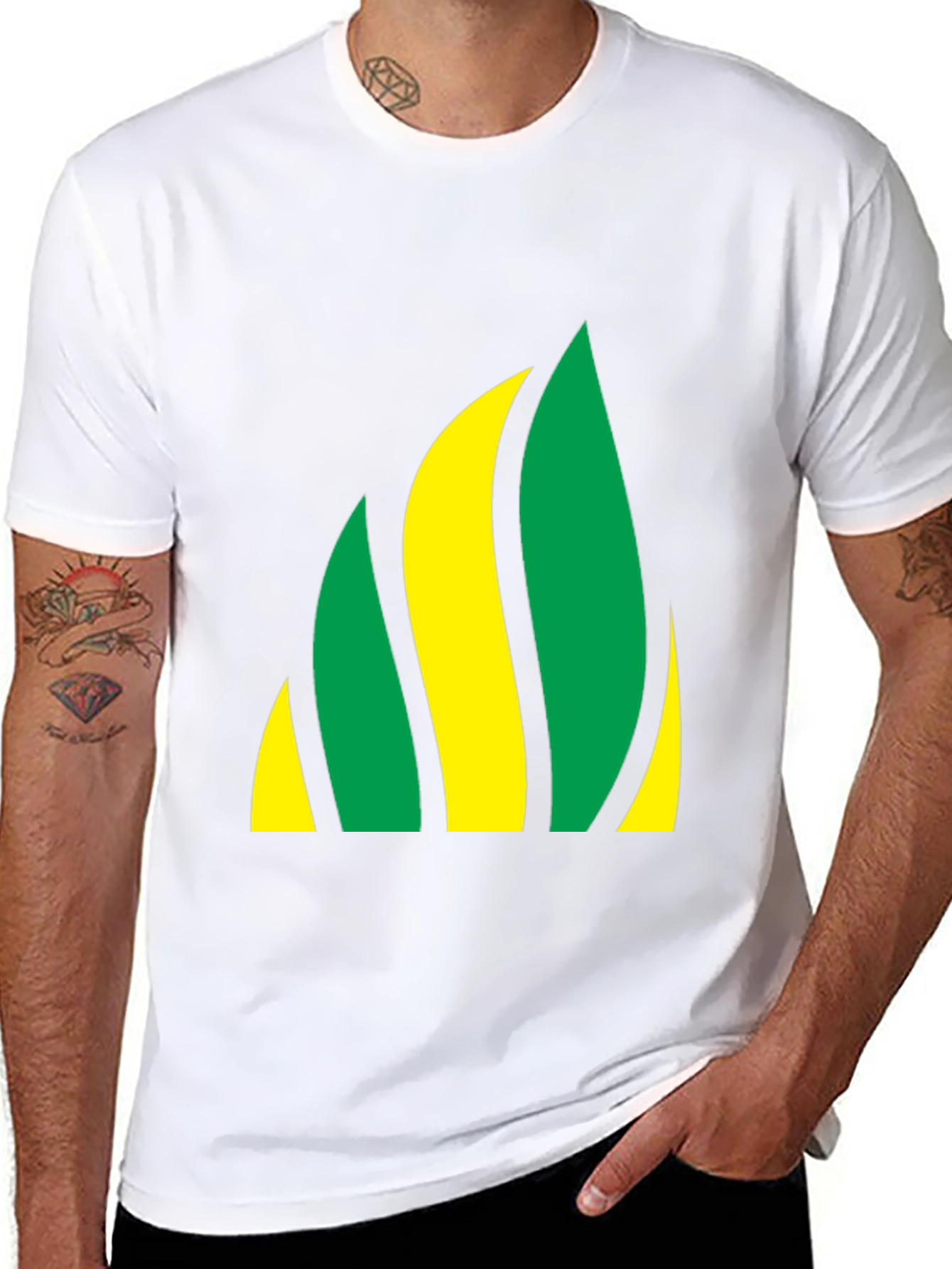 Abstract Flame Tee - Black Crew Neck Shirt