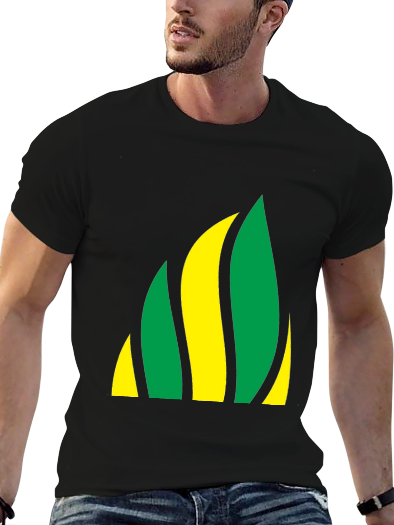 Abstract Flame Tee - Black Crew Neck Shirt