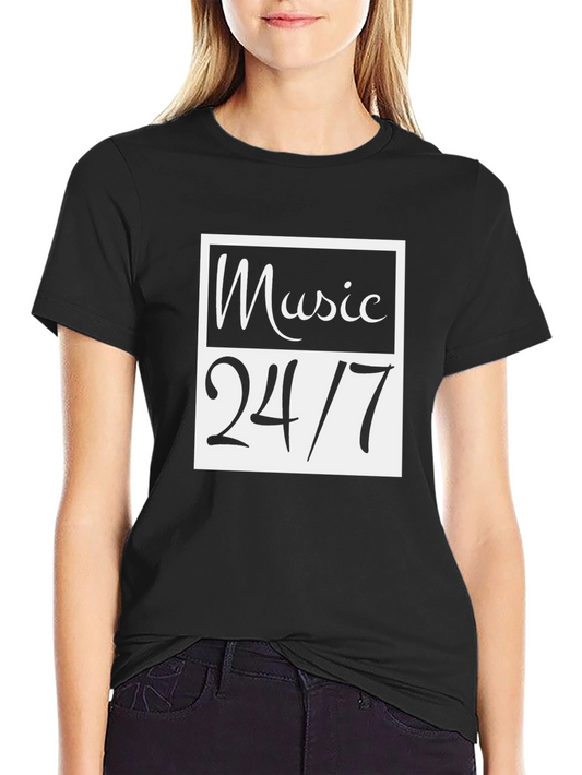 Music 24/7 Black Graphic Tee