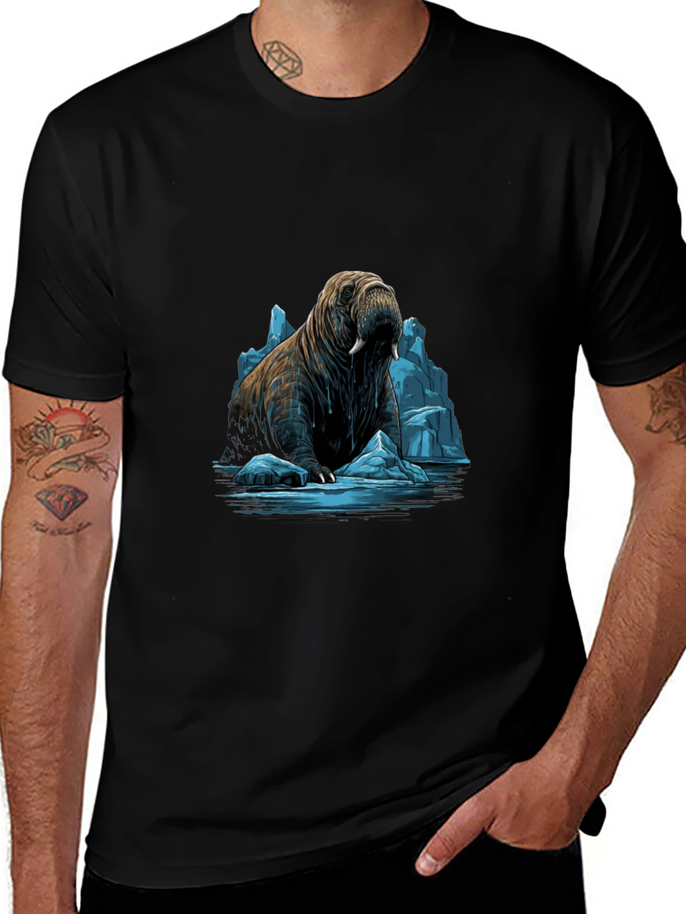 Walrus on Ice Graphic Tee - Black
