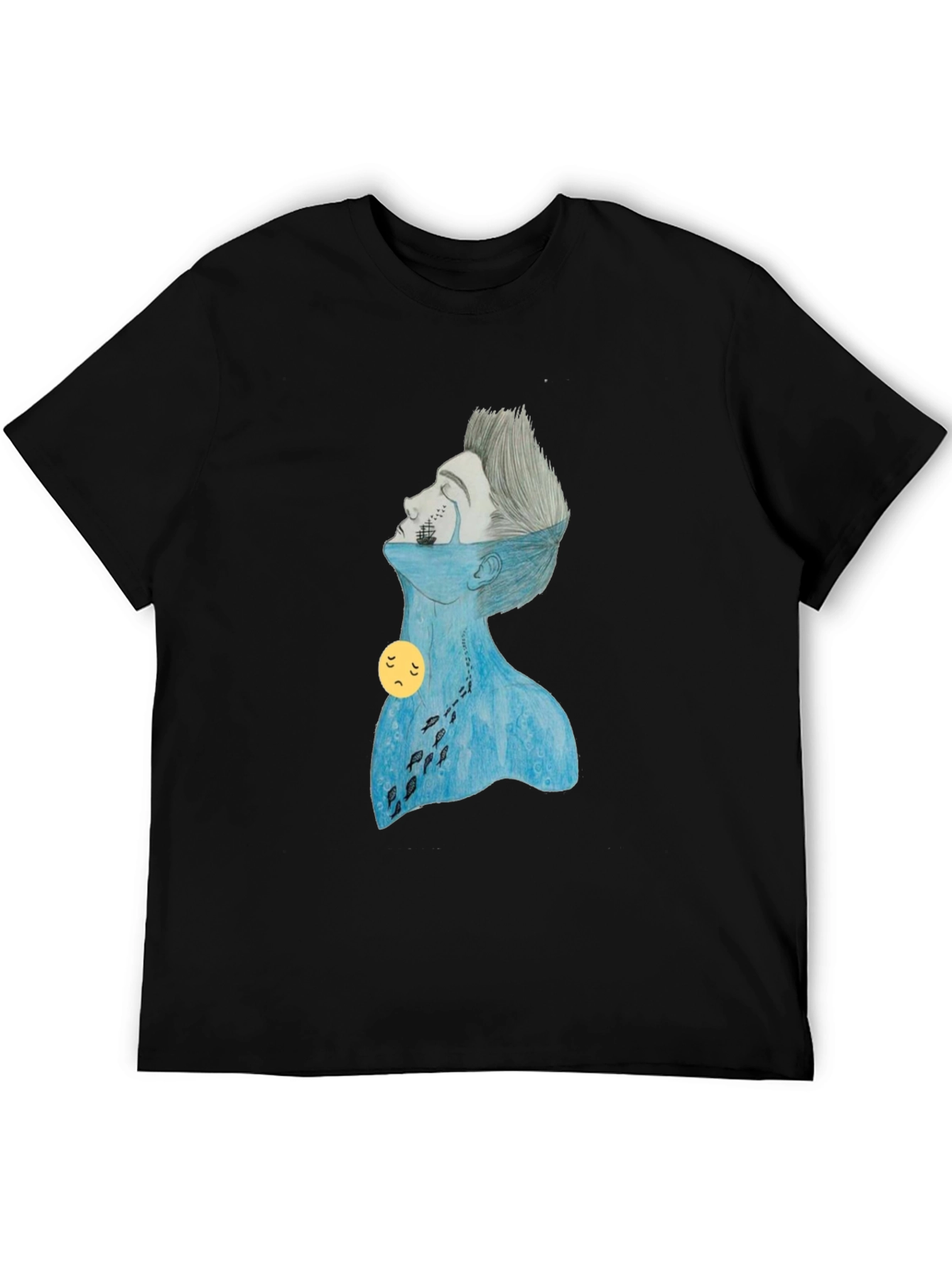 Melancholy Ocean Graphic Tee - Black Unisex