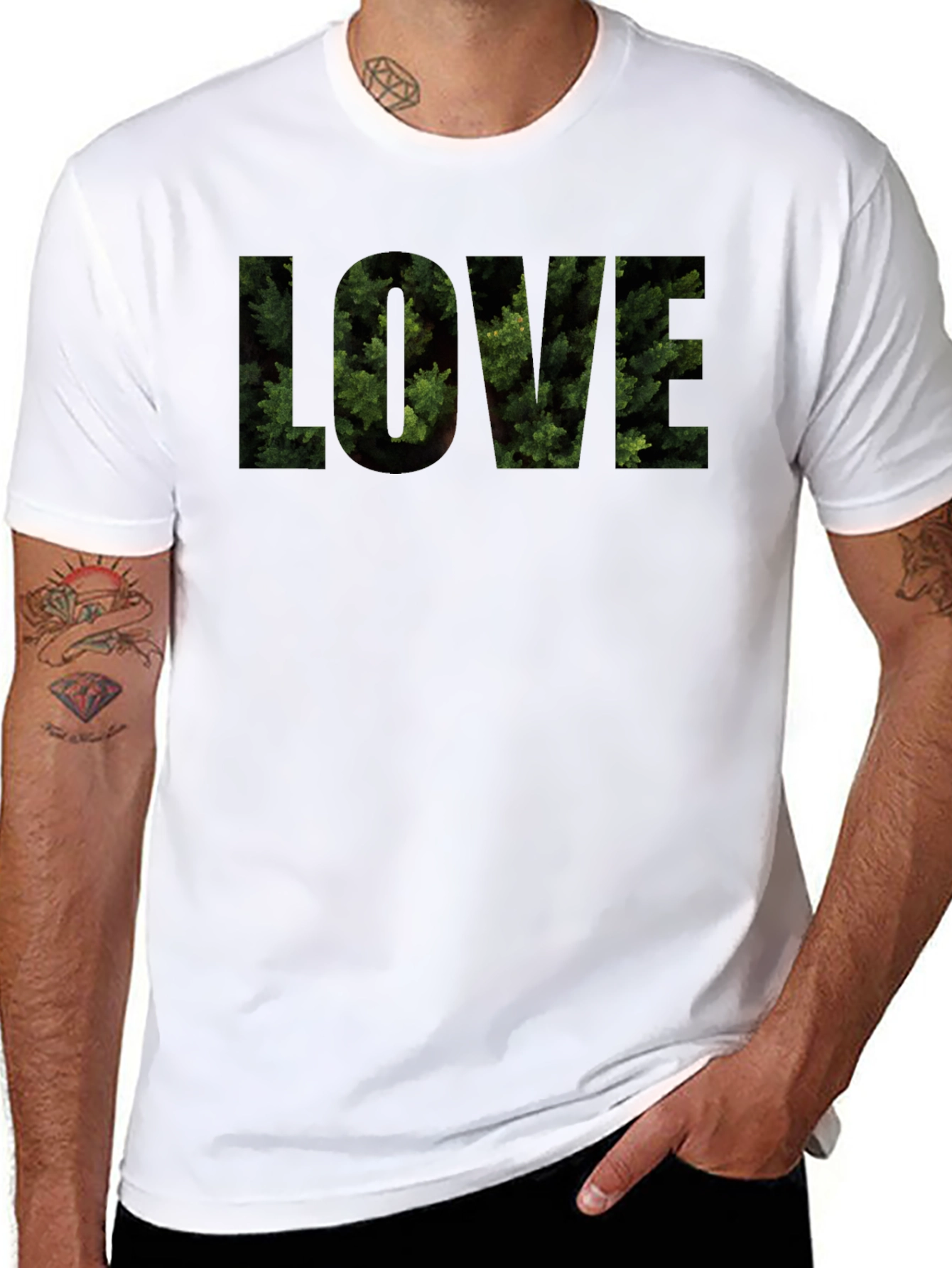 LOVE Nature Graphic Tee - Soft Black Cotton Shirt