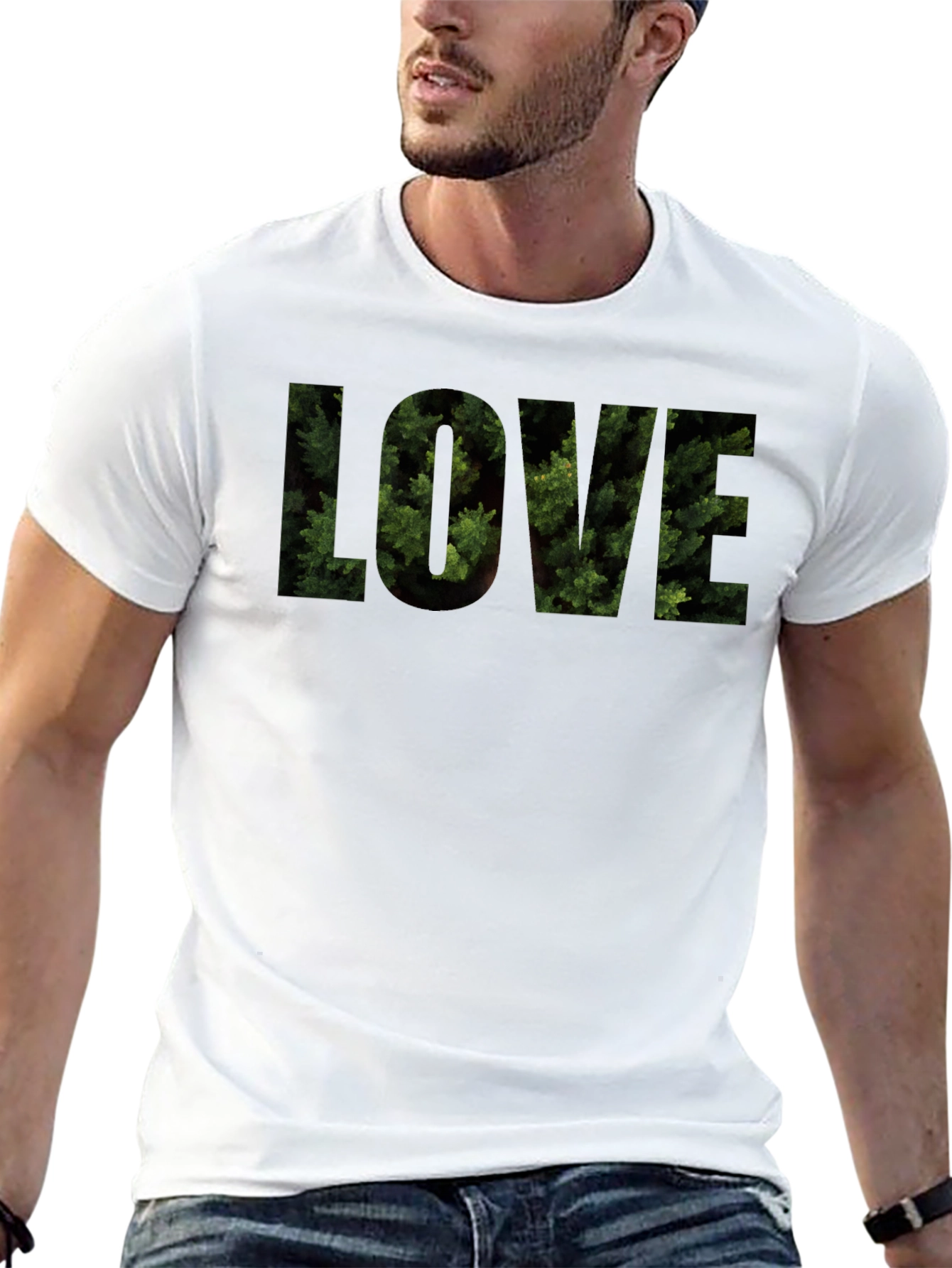 LOVE Nature Graphic Tee - Soft Black Cotton Shirt