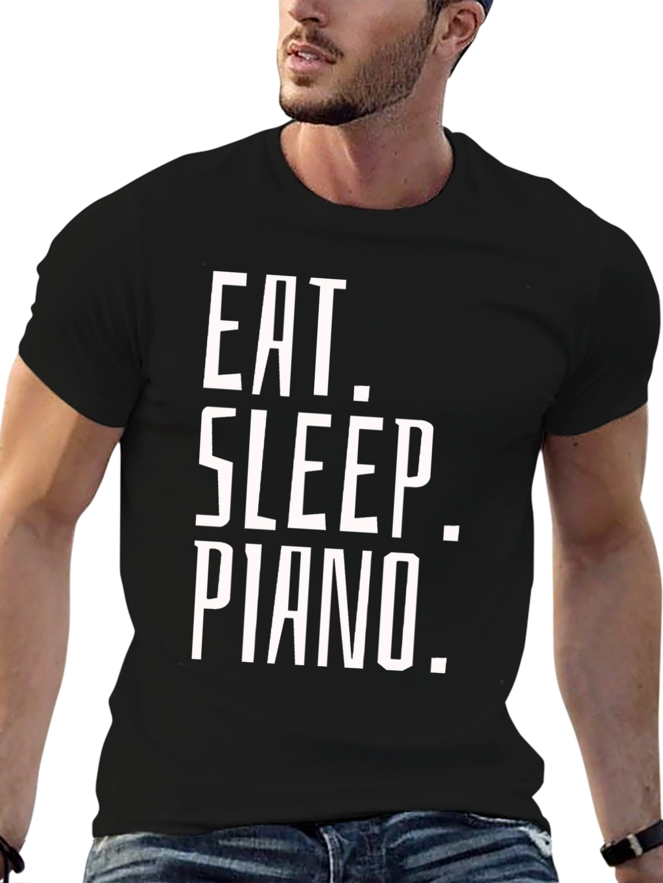 Eat Sleep Piano Black Graphic T-Shirt