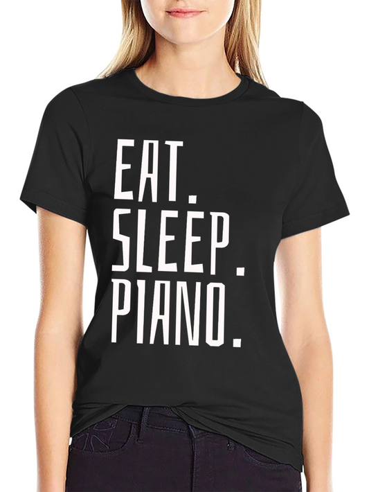 Eat Sleep Piano Black Graphic T-Shirt