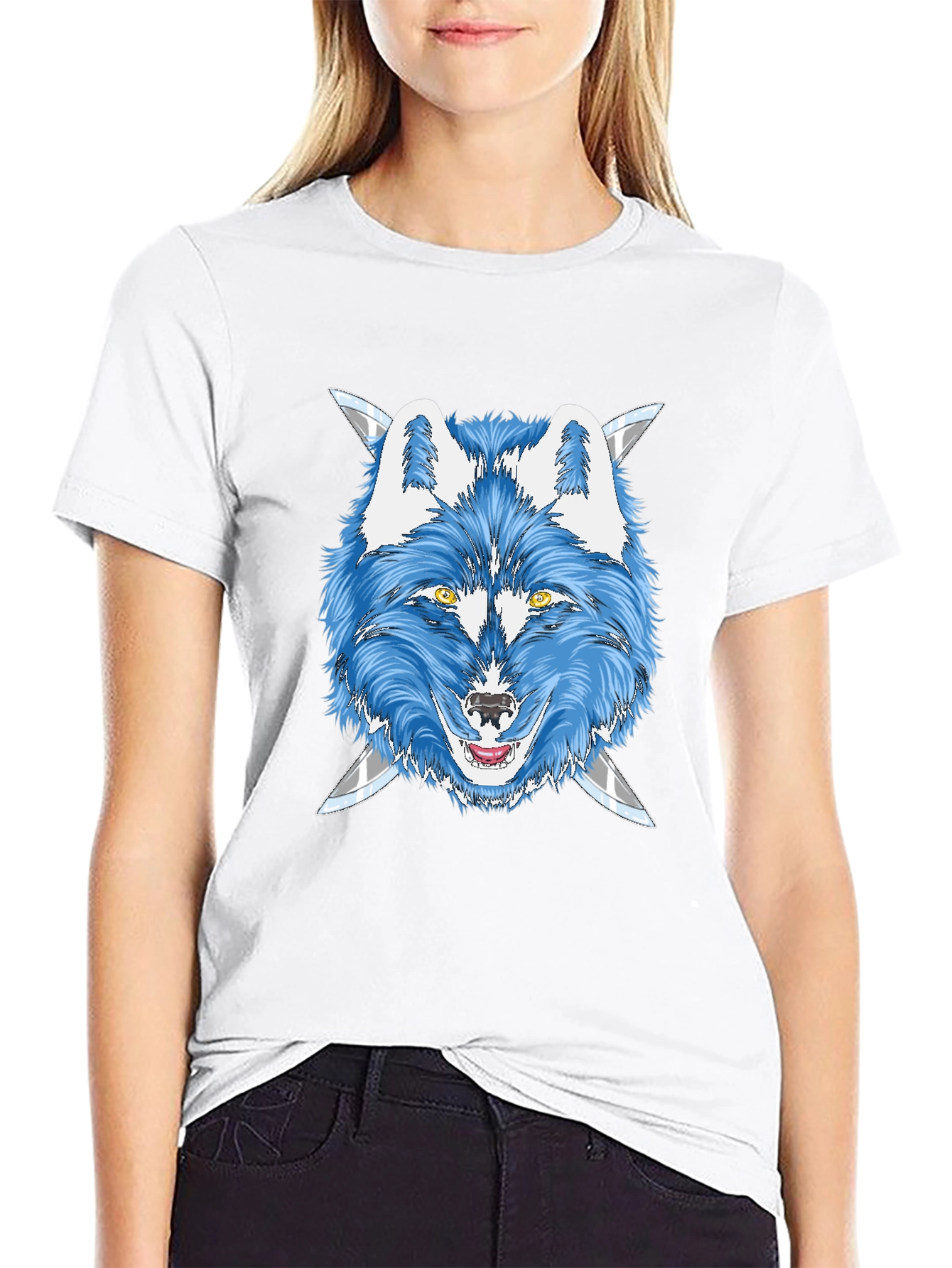 Blue Wolf Graphic Tee - Cool Animal T-Shirt