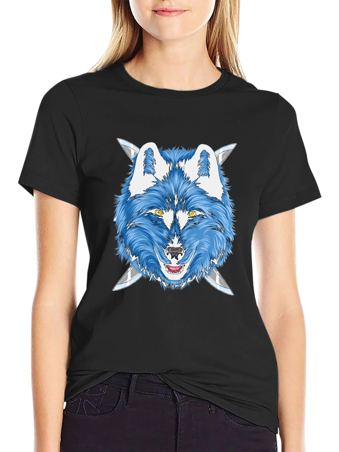 Blue Wolf Graphic Tee - Cool Animal T-Shirt