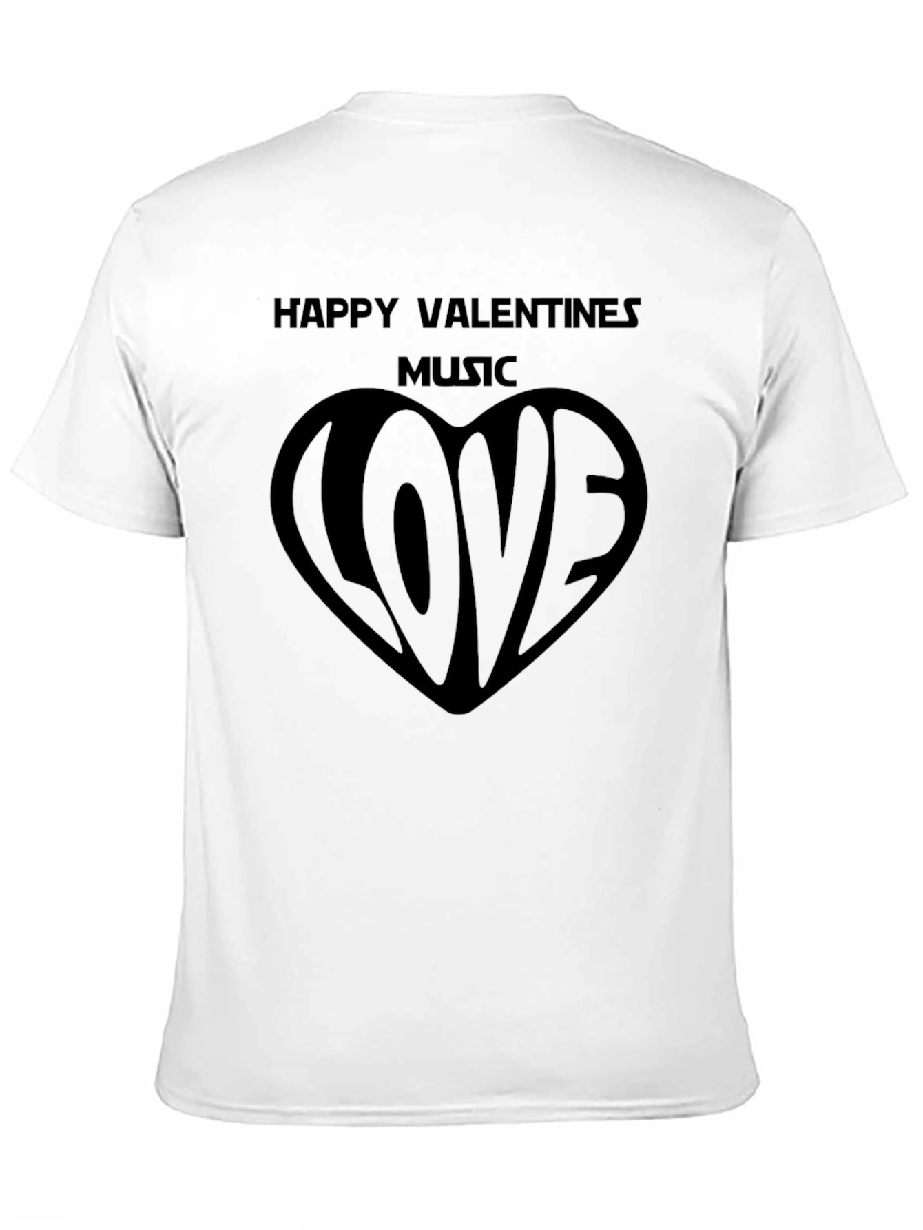 Happy Valentines Music Love Black T-Shirt