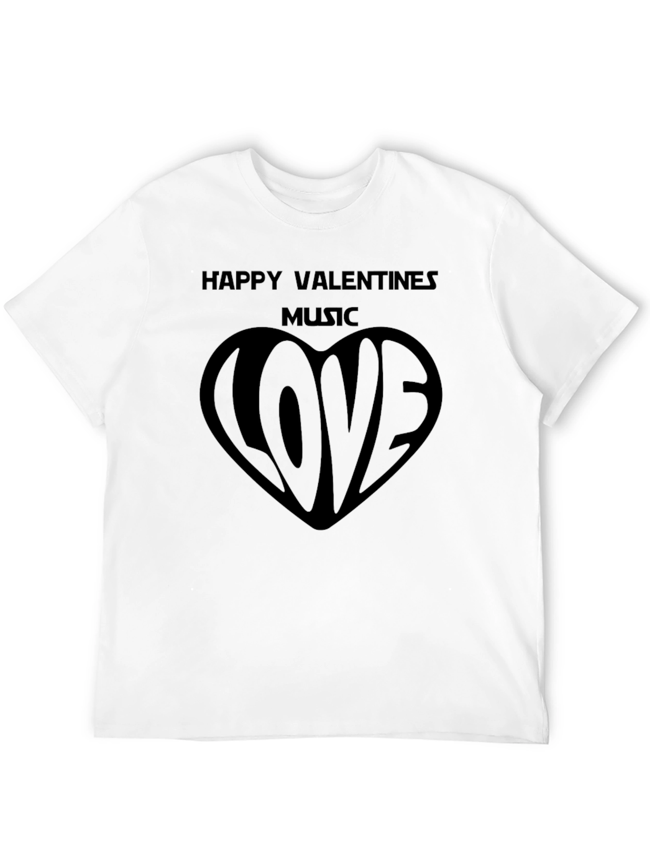 Happy Valentines Music Love Black T-Shirt