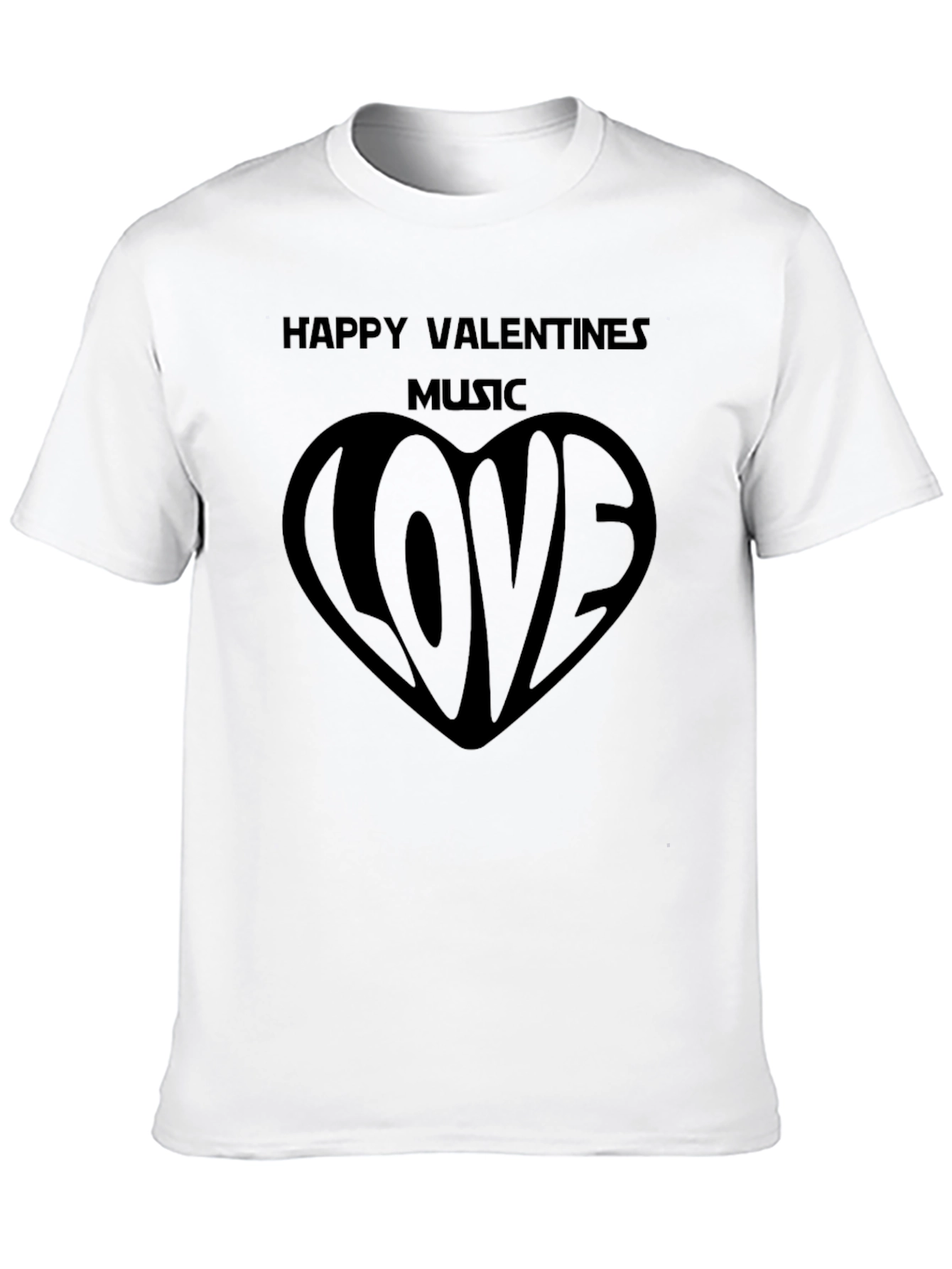 Happy Valentines Music Love Black T-Shirt