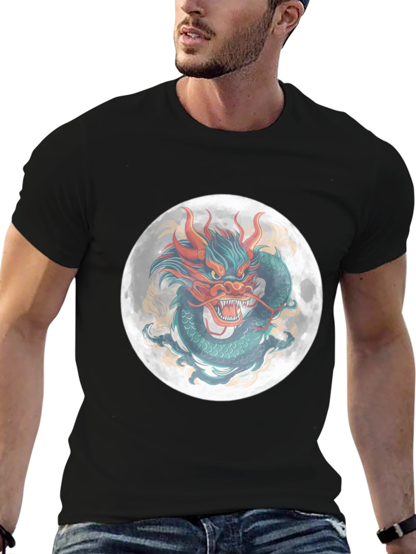 Dragon Moon Graphic Tee - Mens Black T-Shirt