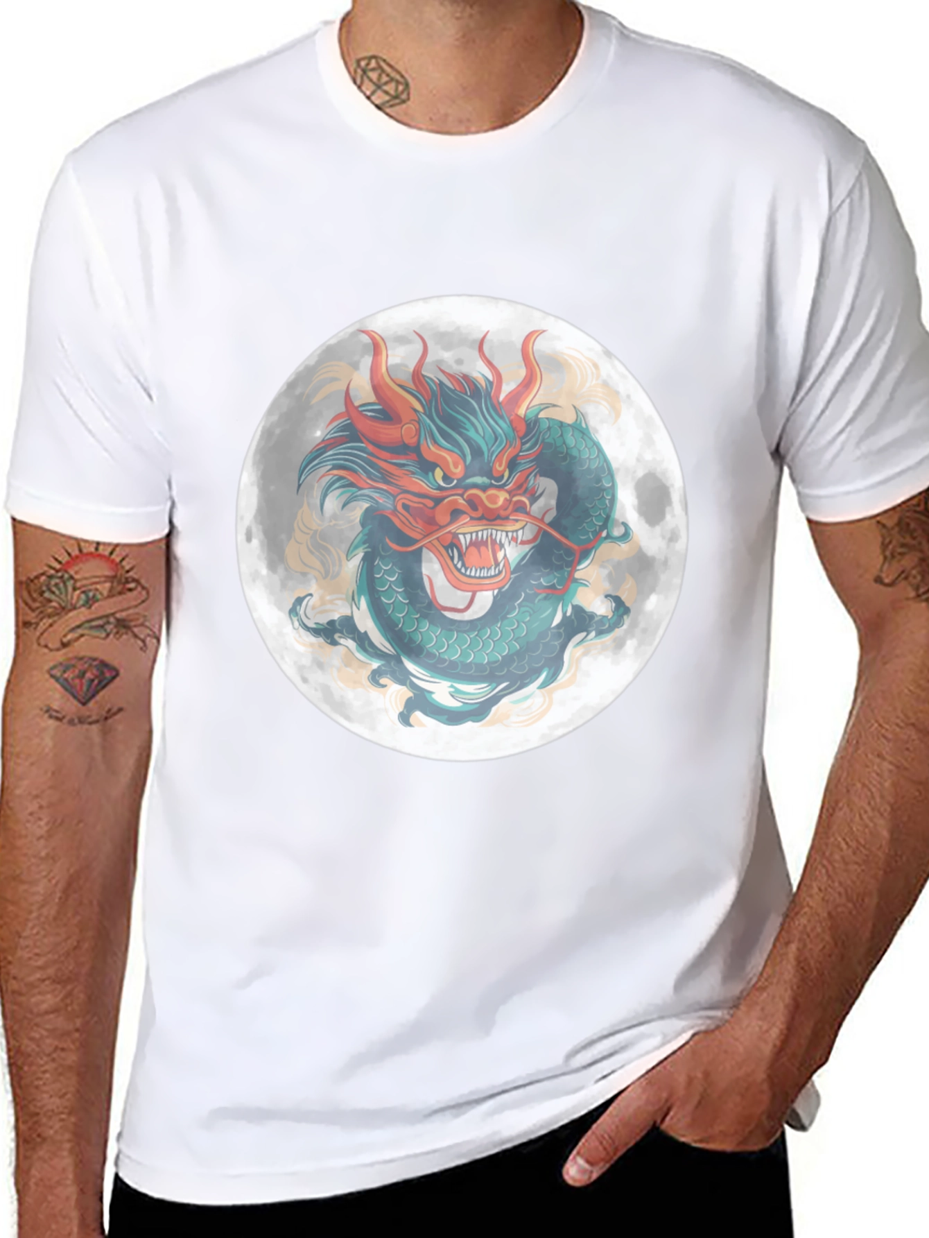 Dragon Moon Graphic Tee - Mens Black T-Shirt