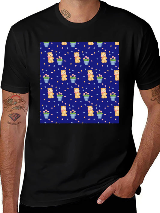Teddy Bear & Flower Pattern Tee