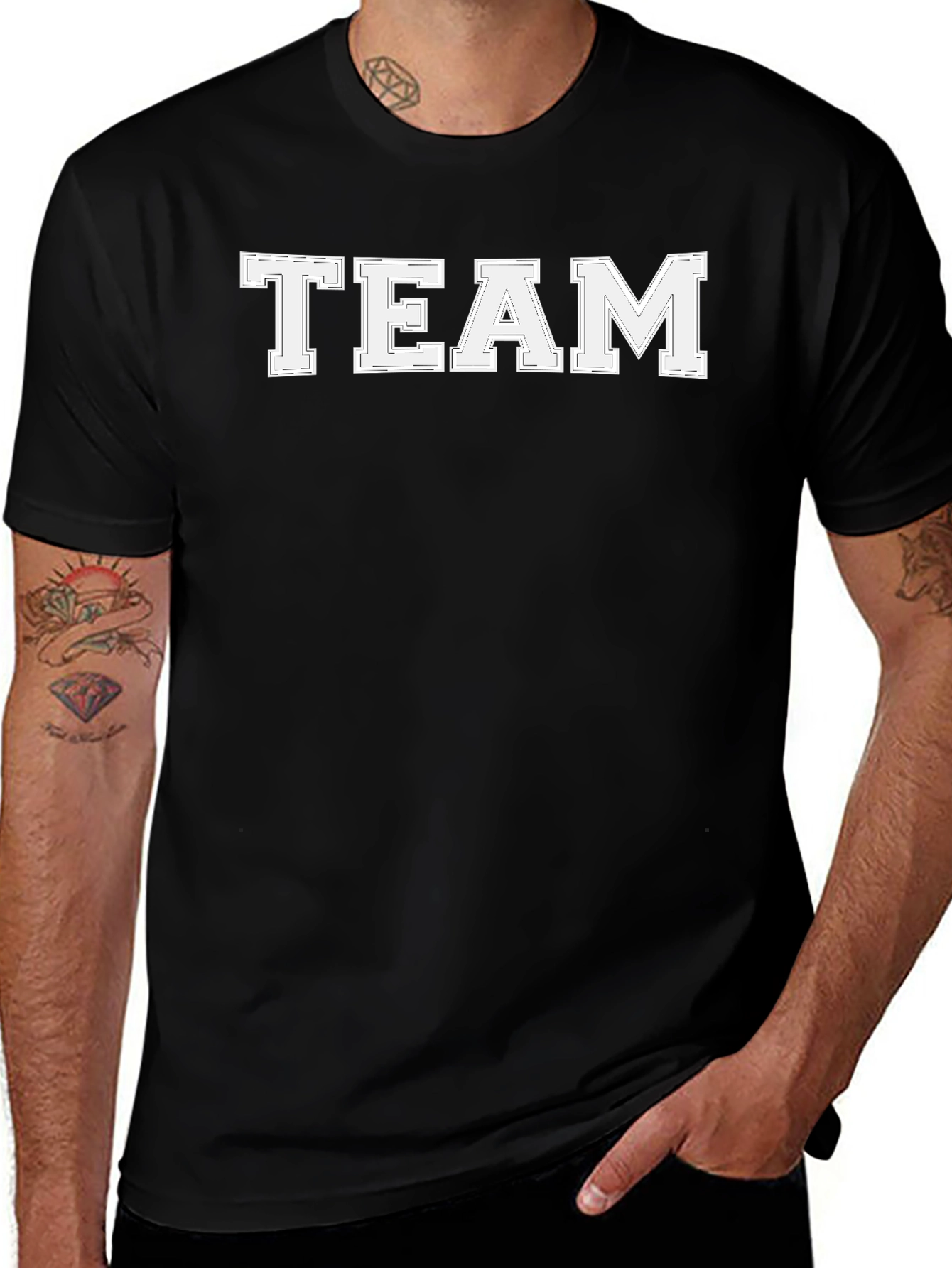 Mens Team Graphic Print Crew Neck T-Shirt
