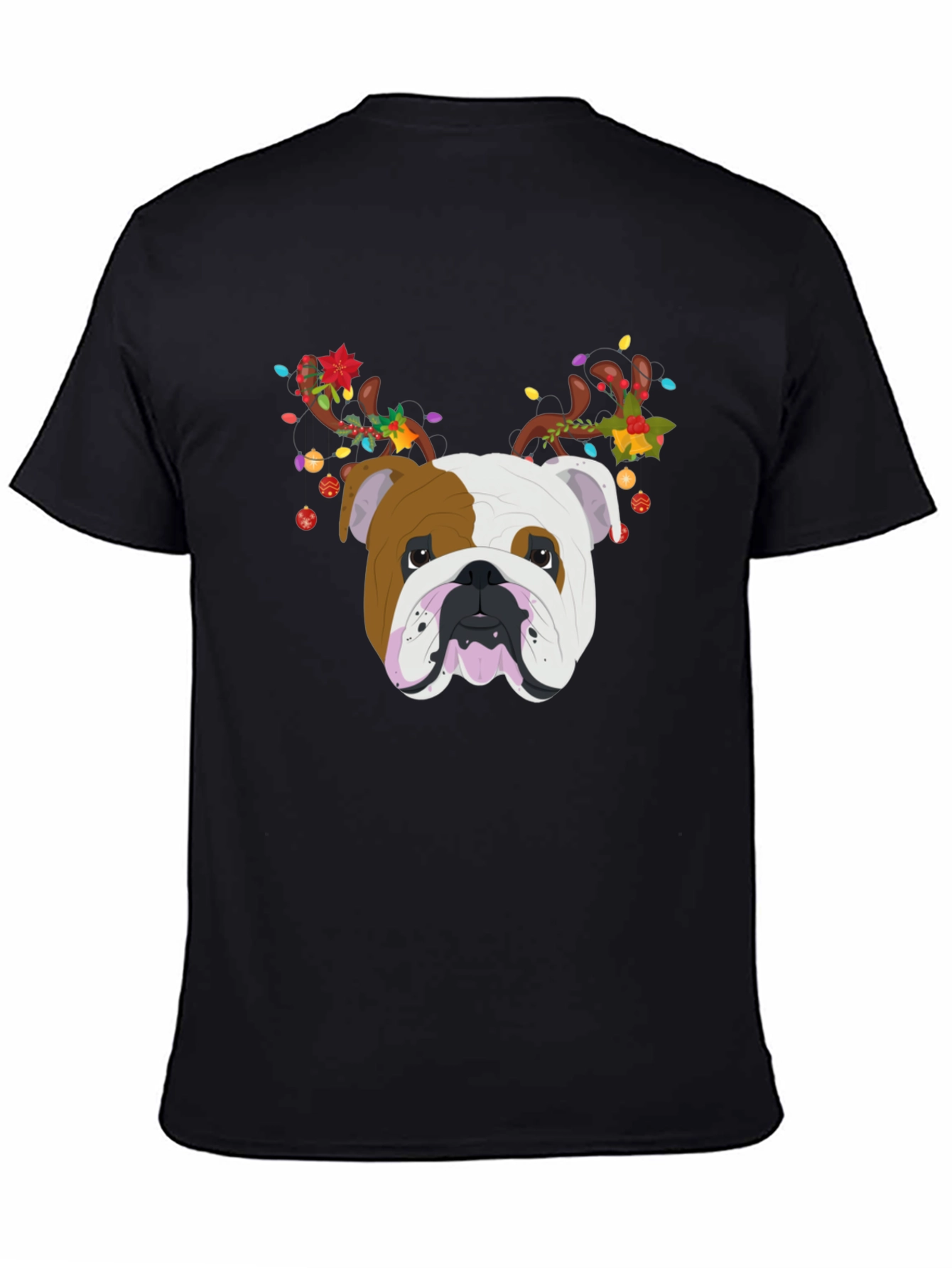 Bulldog Christmas Antlers T-Shirt