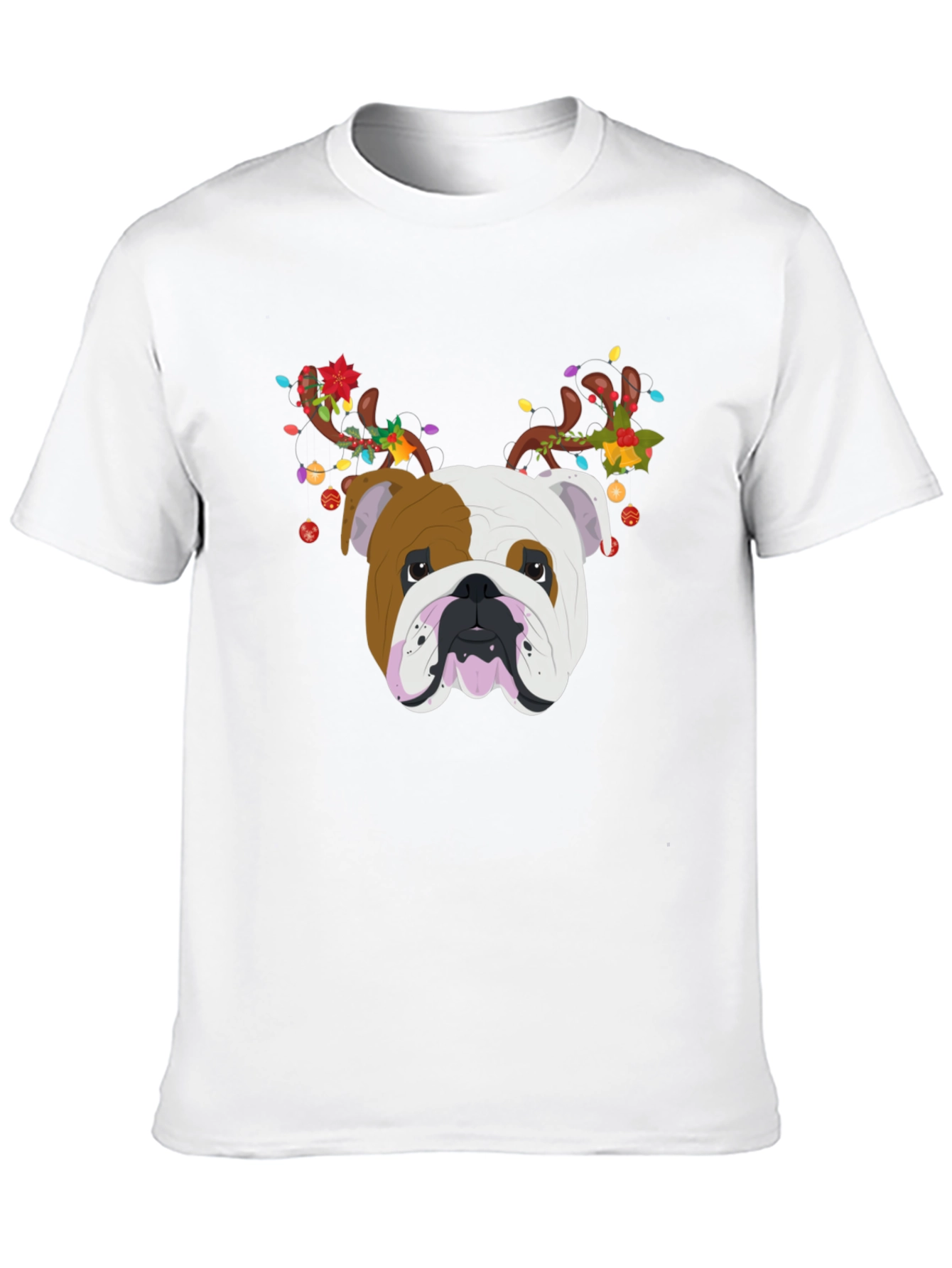 Bulldog Christmas Antlers T-Shirt
