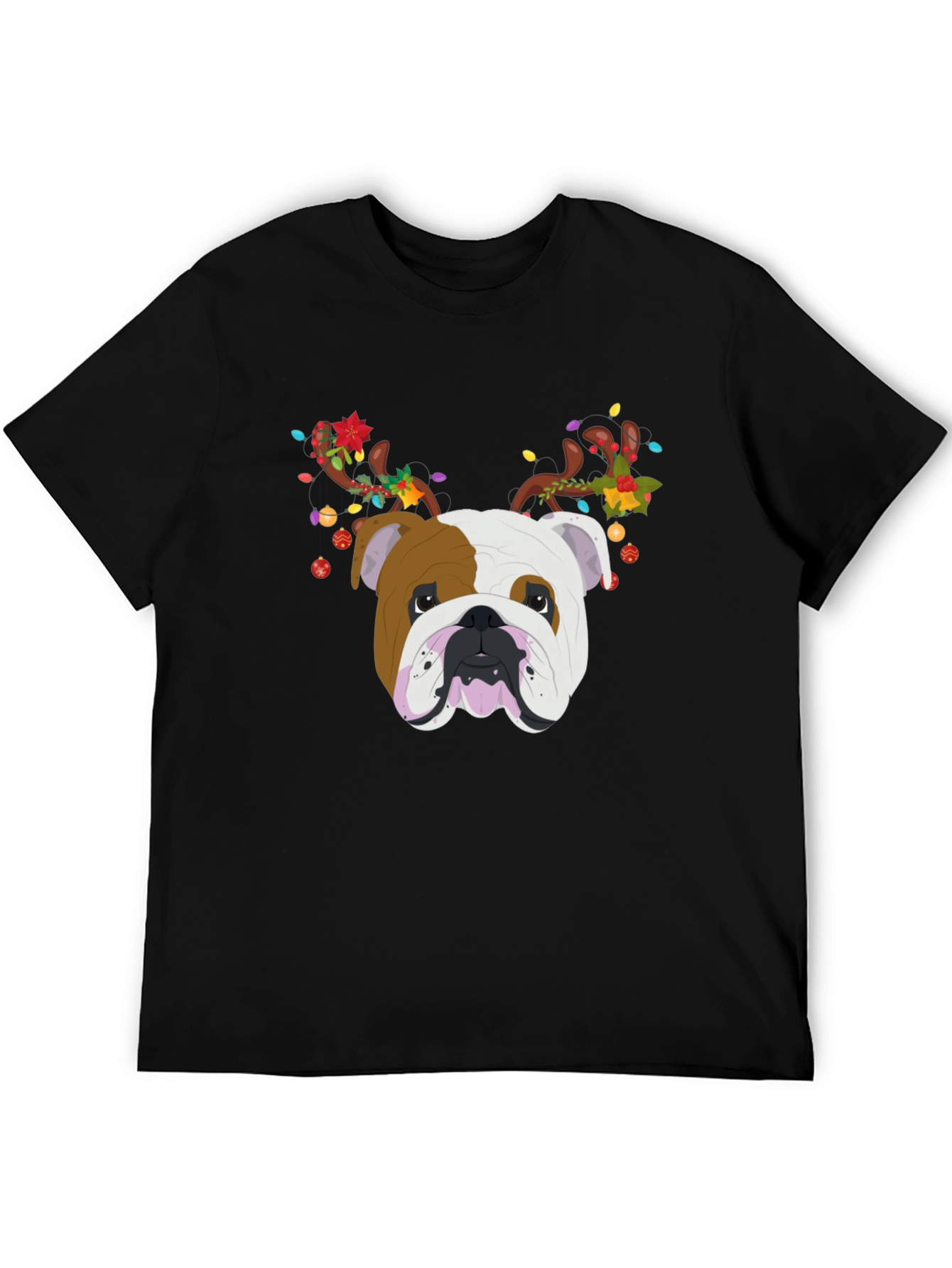 Bulldog Christmas Antlers T-Shirt