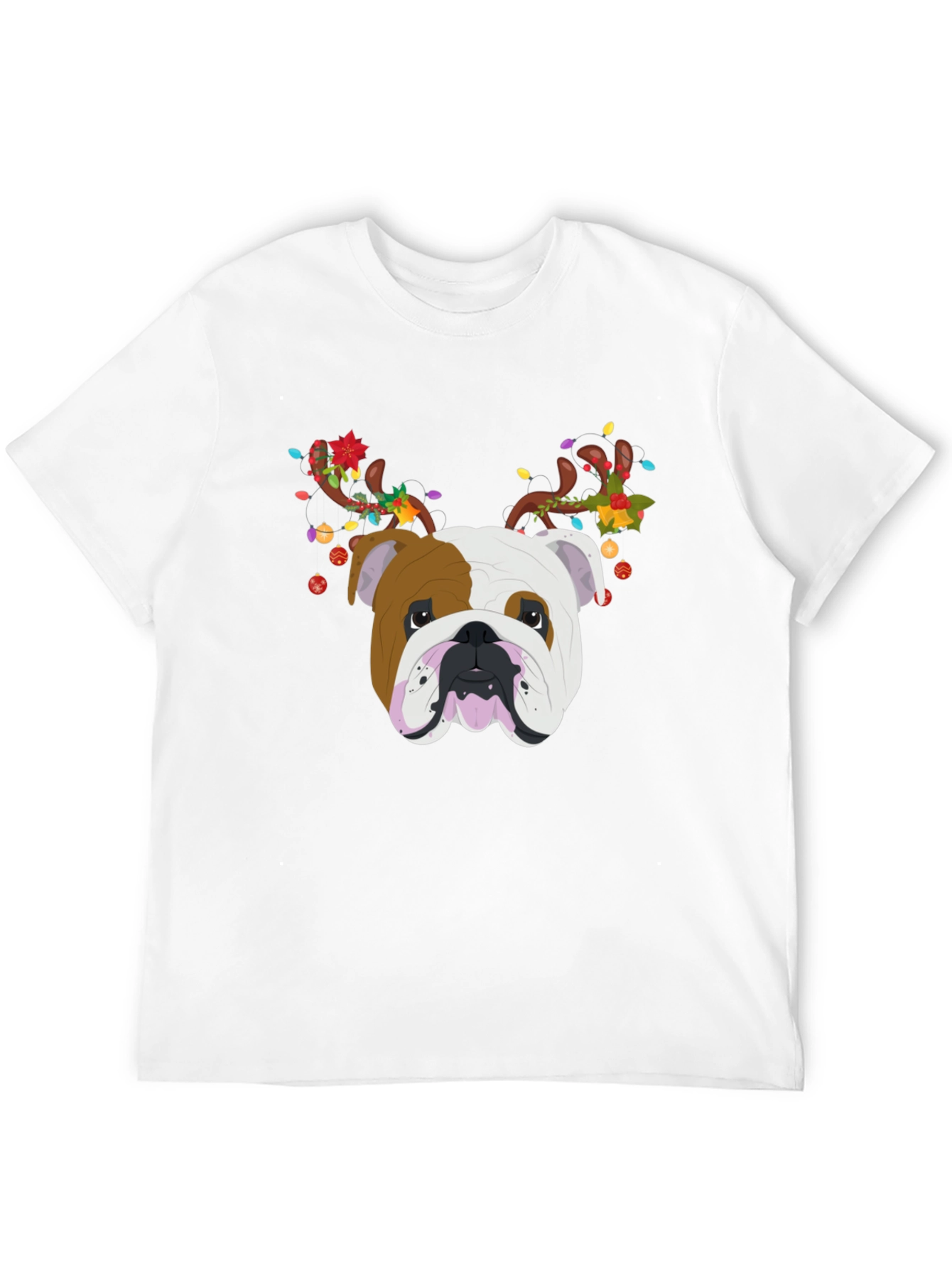 Bulldog Christmas Antlers T-Shirt
