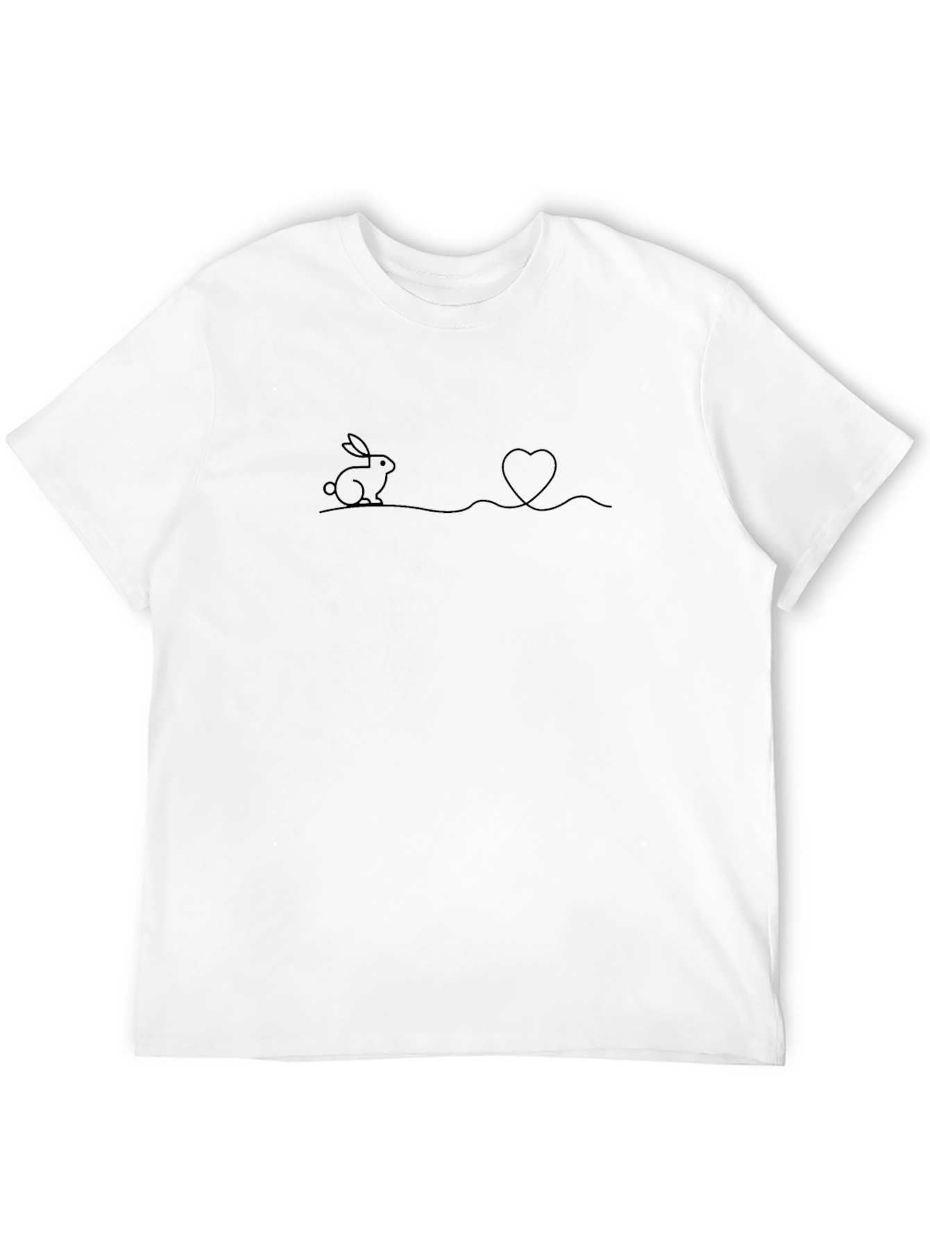 Rabbit Love Line Art Black T-Shirt
