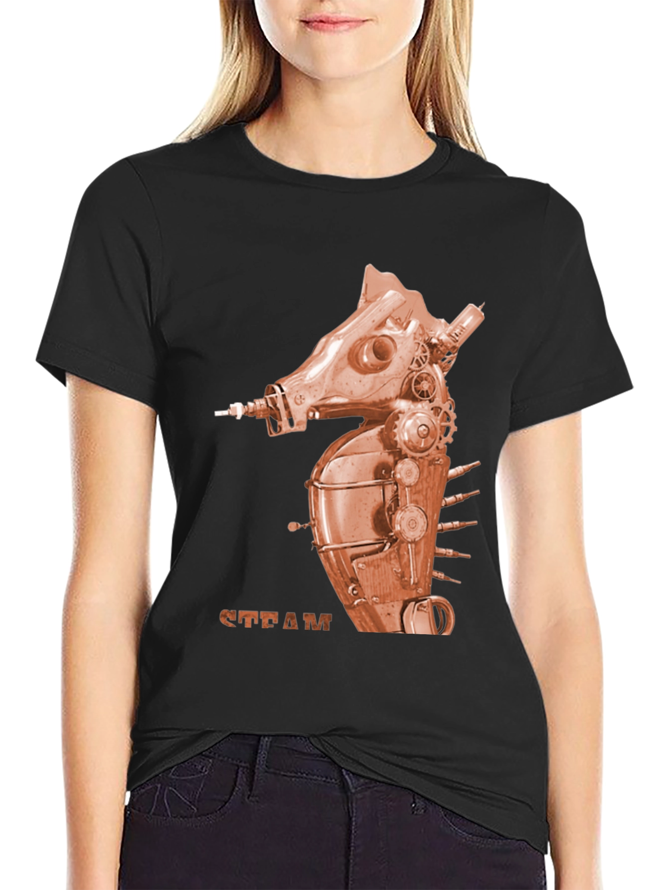 Steampunk Seahorse Graphic Tee - Unique Design