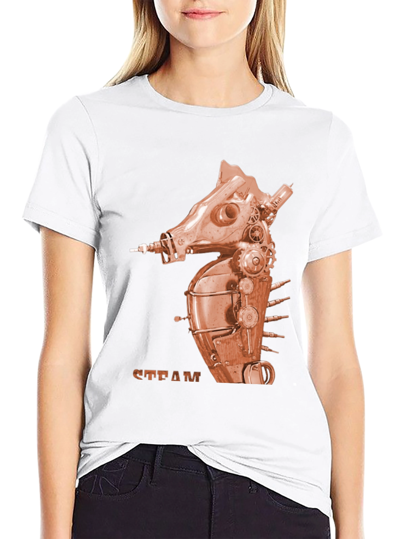 Steampunk Seahorse Graphic Tee - Unique Design
