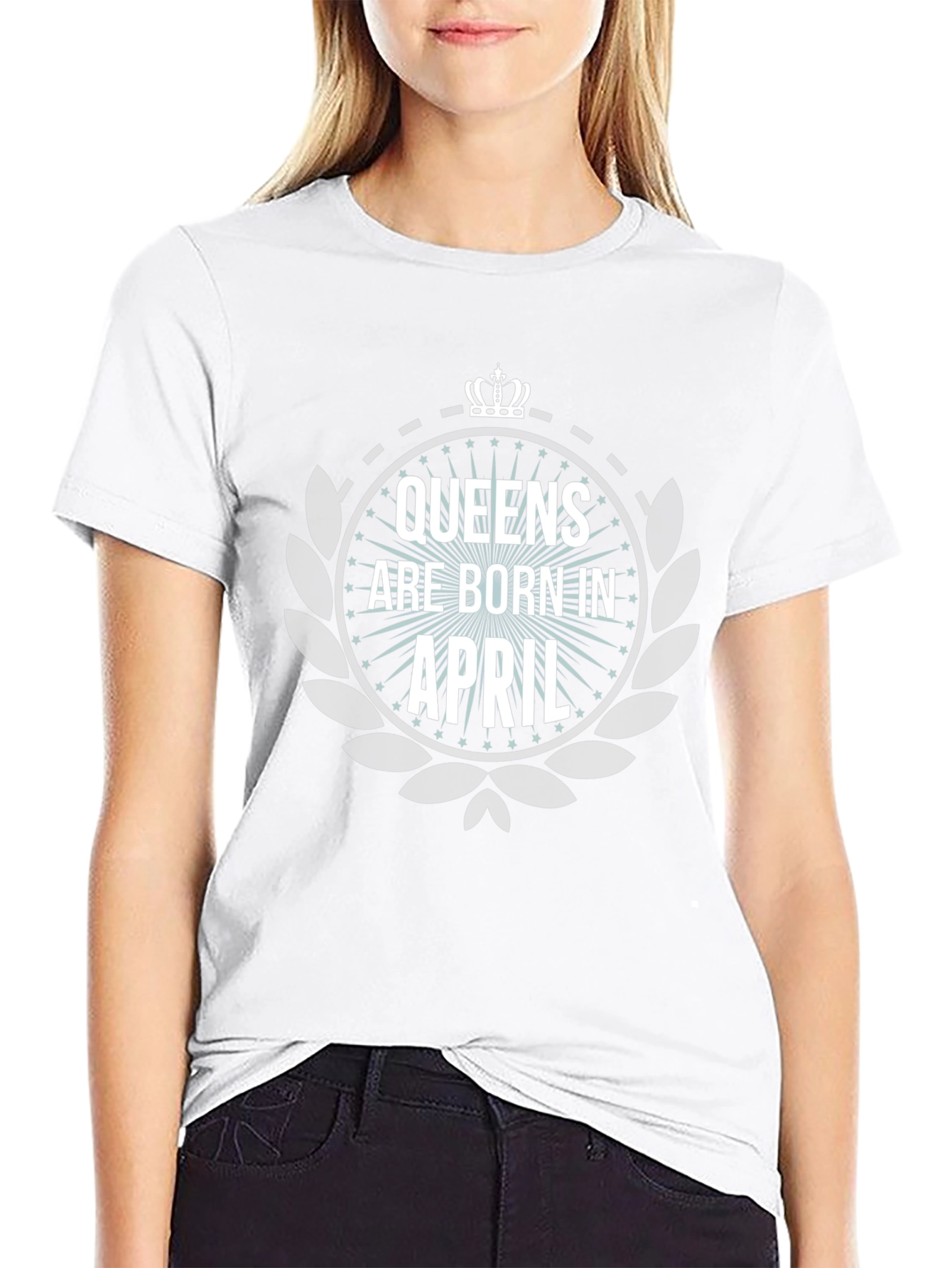 Queens Are Born In April Black T-Shirt