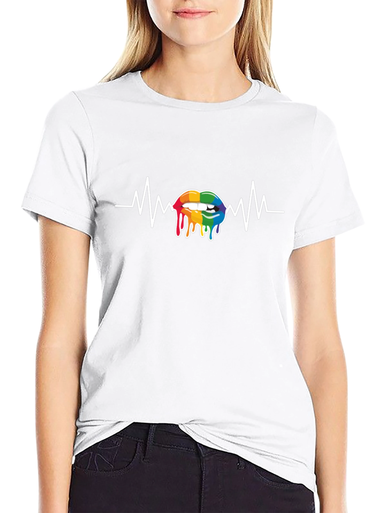 Rainbow Lips Heartbeat T-Shirt