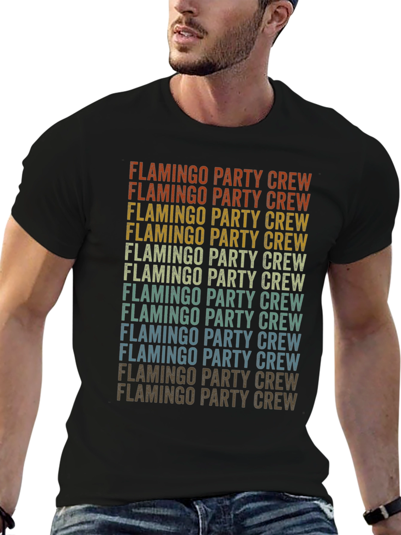 Retro Flamingo Party Crew Graphic Tee
