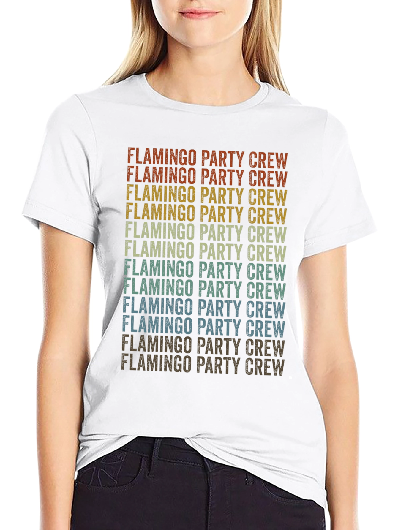 Retro Flamingo Party Crew Graphic Tee