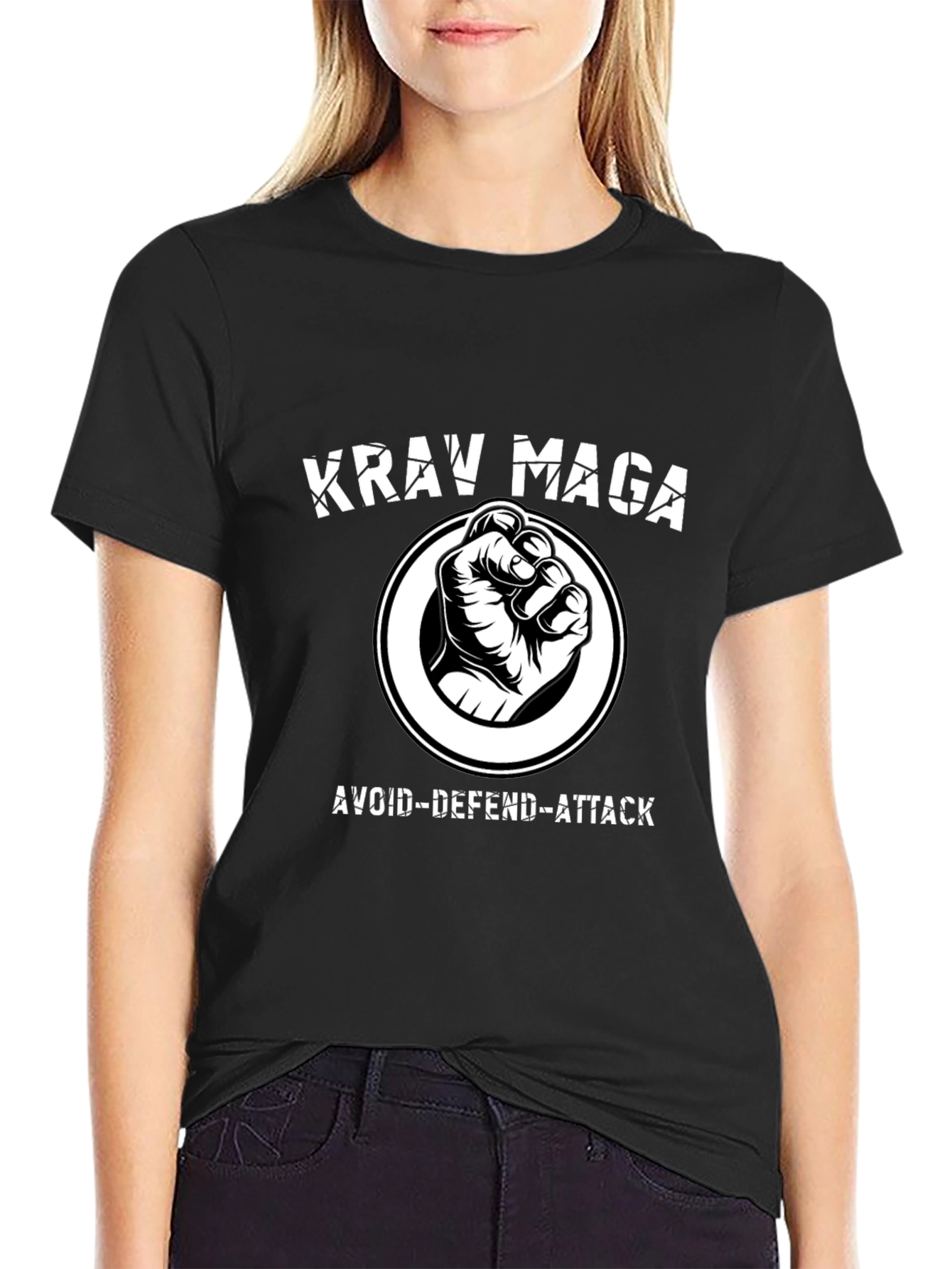 Krav Maga Avoid-Defend-Attack Black T-Shirt