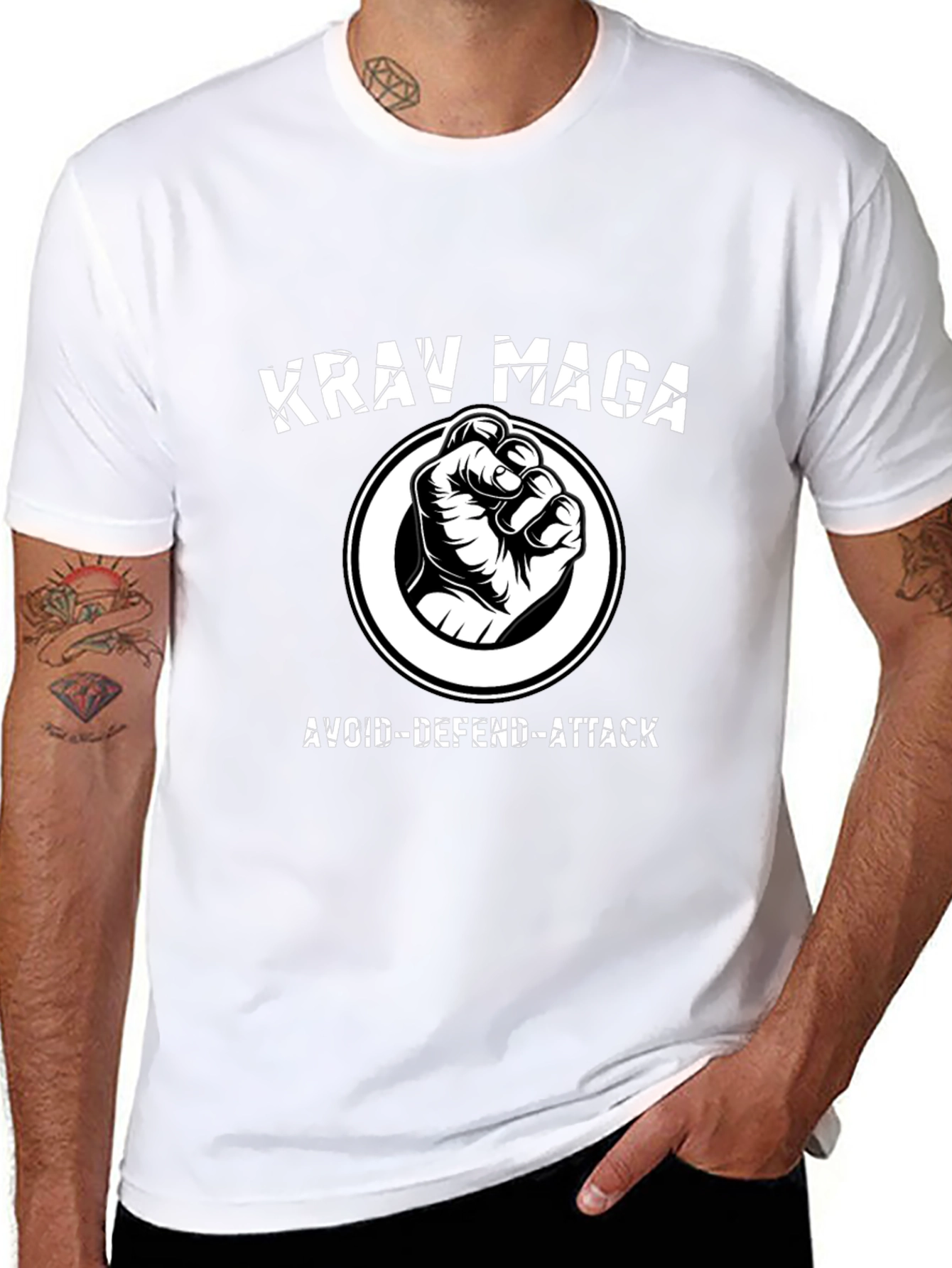 Krav Maga Avoid-Defend-Attack Black T-Shirt