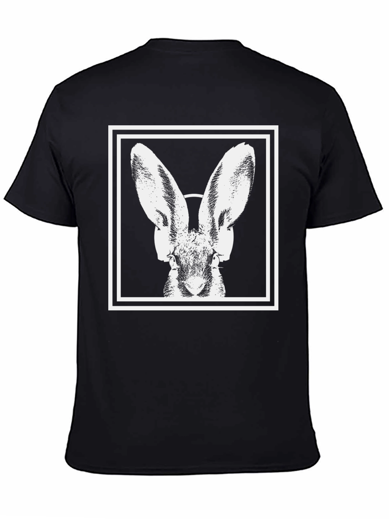 Rabbit Headphone Graphic Tee - Modern Black T-Shirt