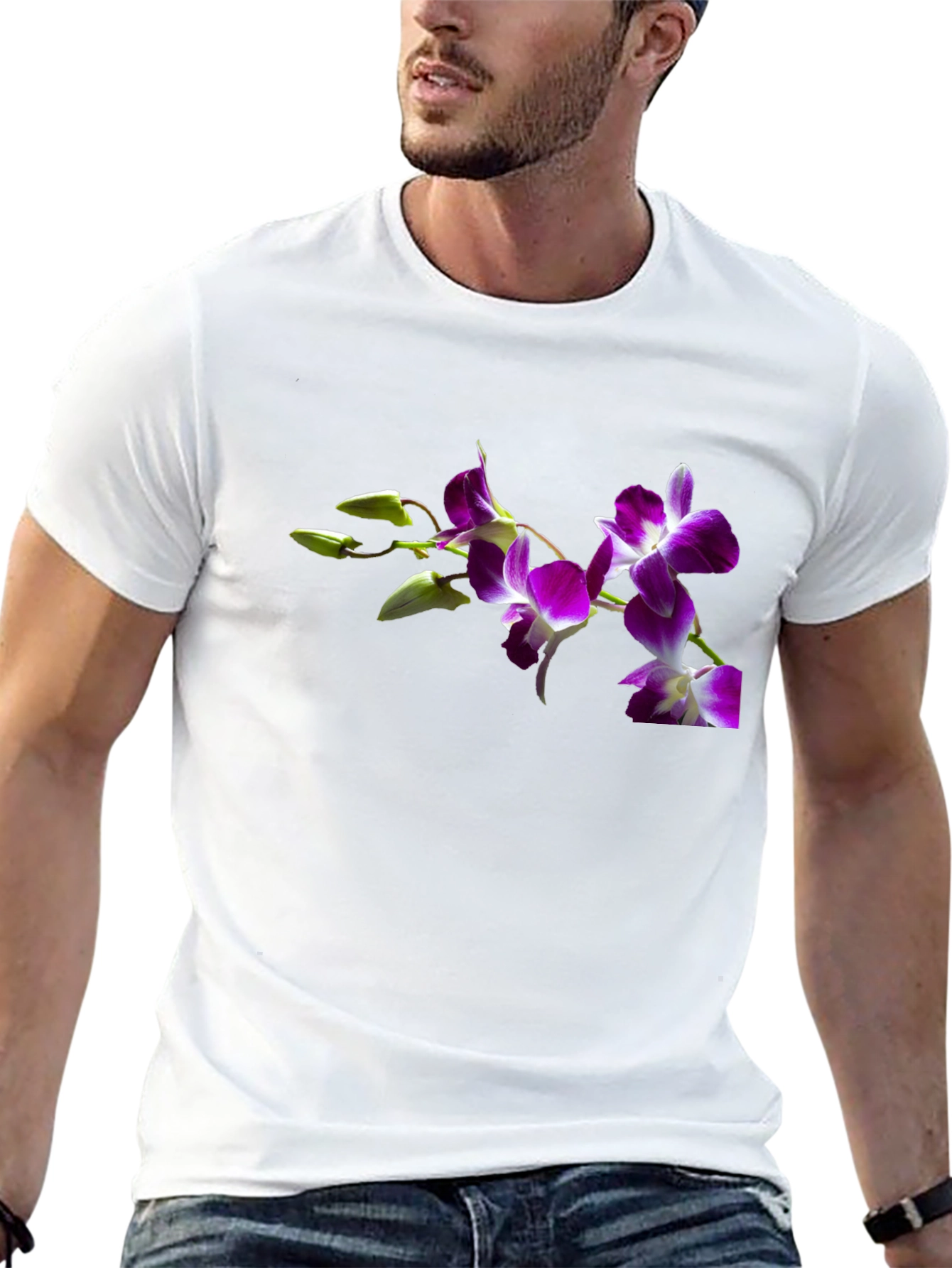 Floral Print Black Tee