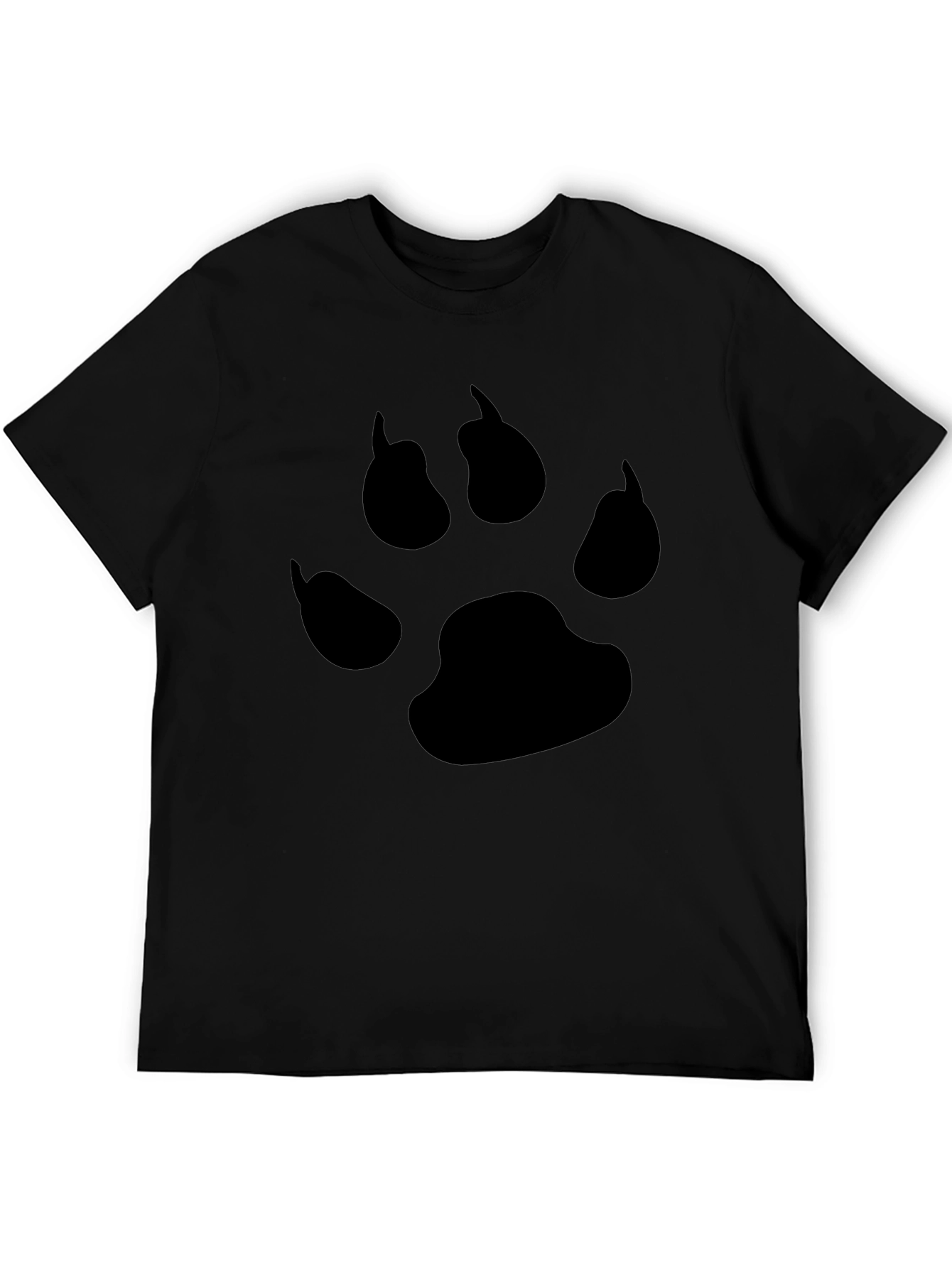 Black Paw Print T-Shirt - Casual Cotton Tee