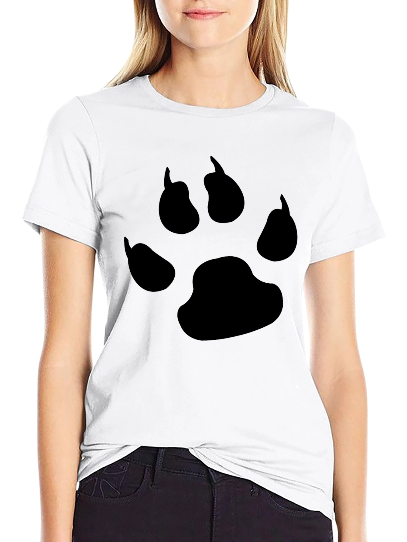 Black Paw Print T-Shirt - Casual Cotton Tee