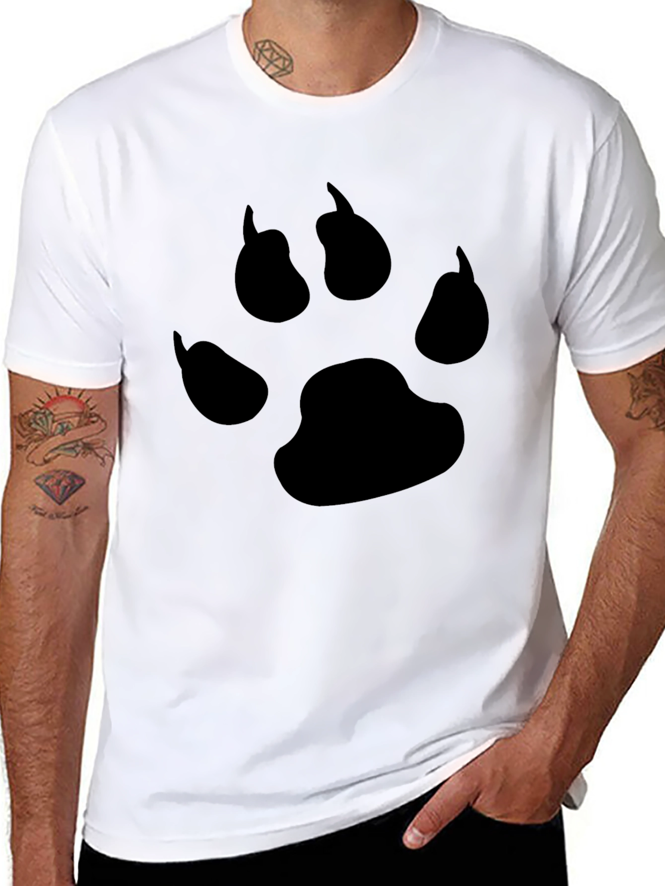 Black Paw Print T-Shirt - Casual Cotton Tee