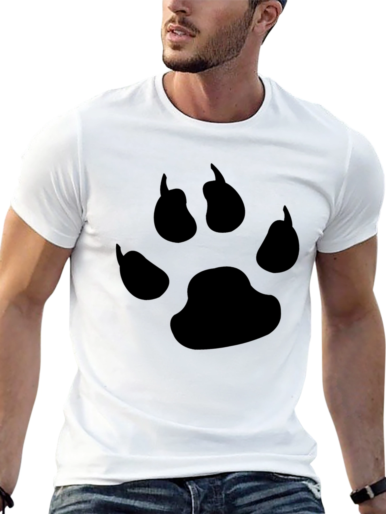 Black Paw Print T-Shirt - Casual Cotton Tee
