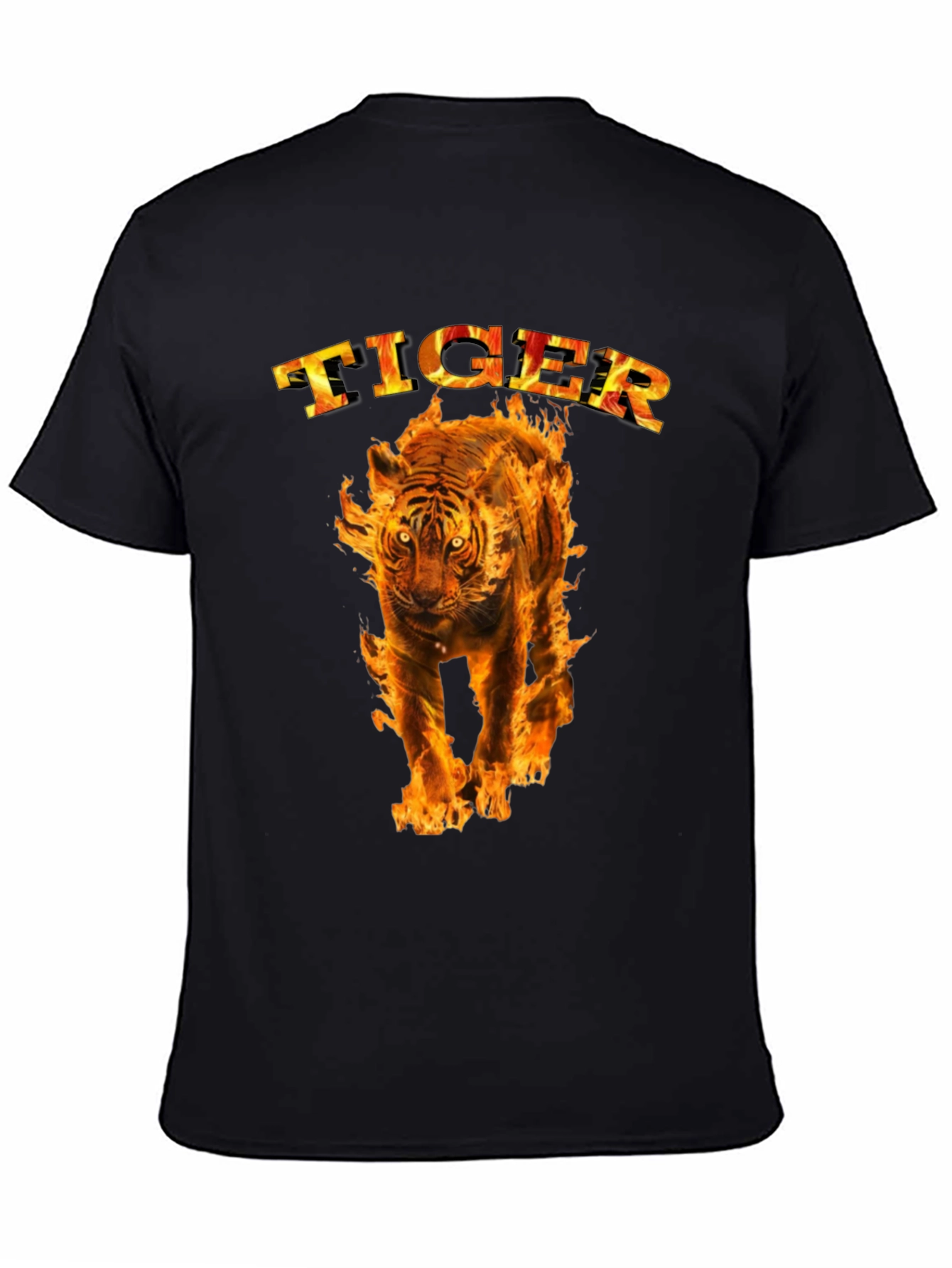 Fiery Tiger Graphic Tee - Bold Black T-Shirt