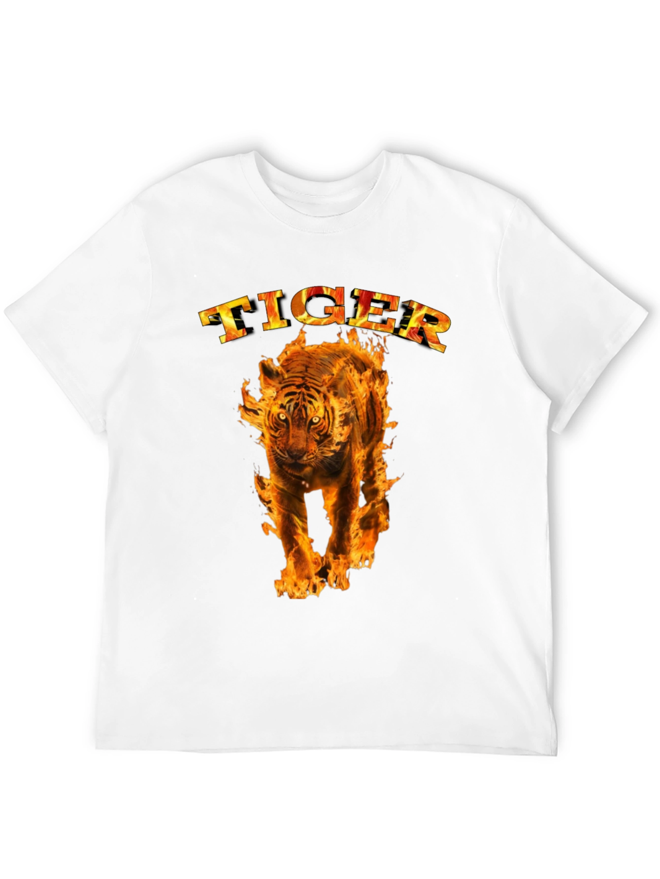 Fiery Tiger Graphic Tee - Bold Black T-Shirt