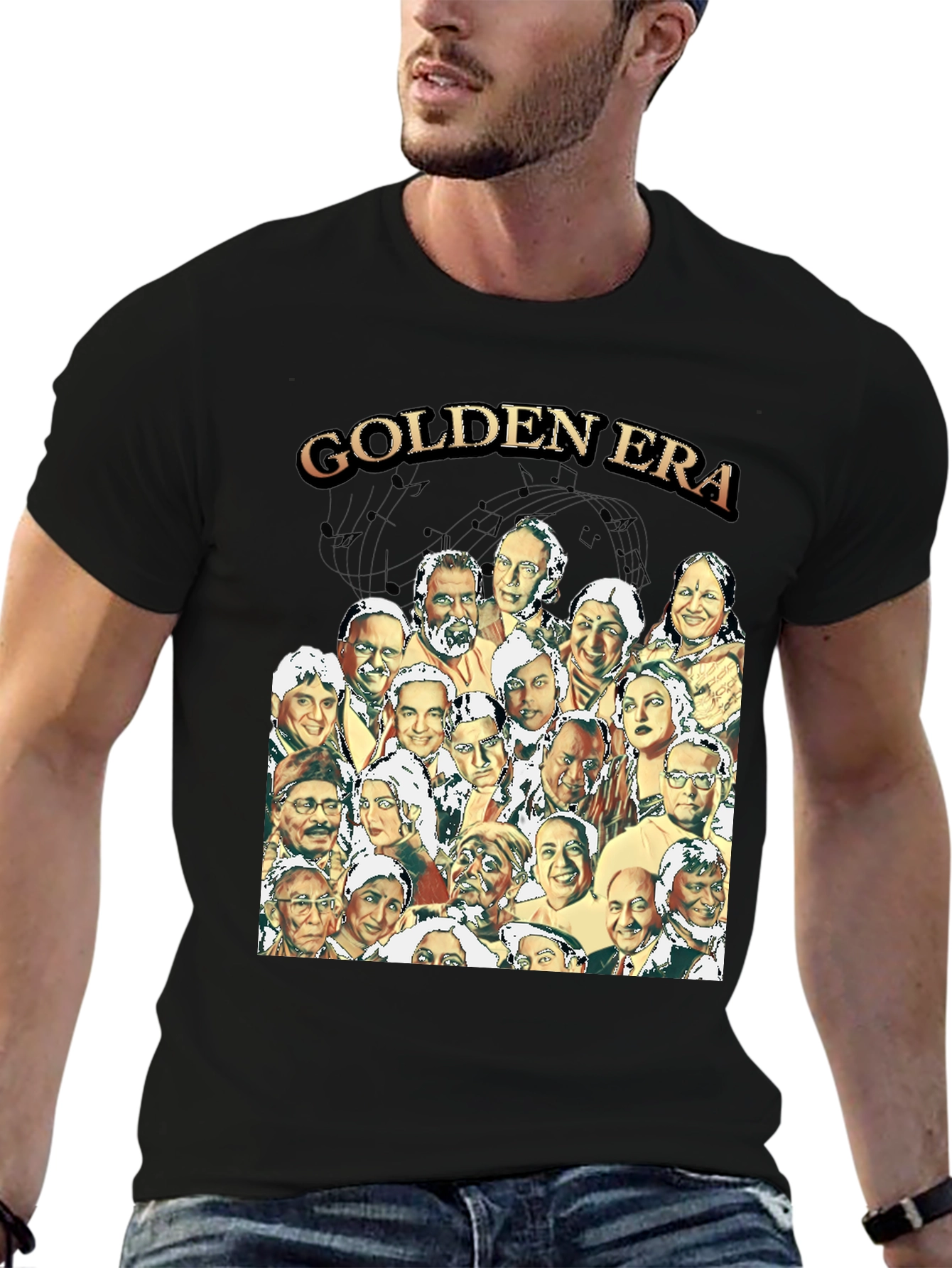 Golden Era Graphic Print Black T-Shirt