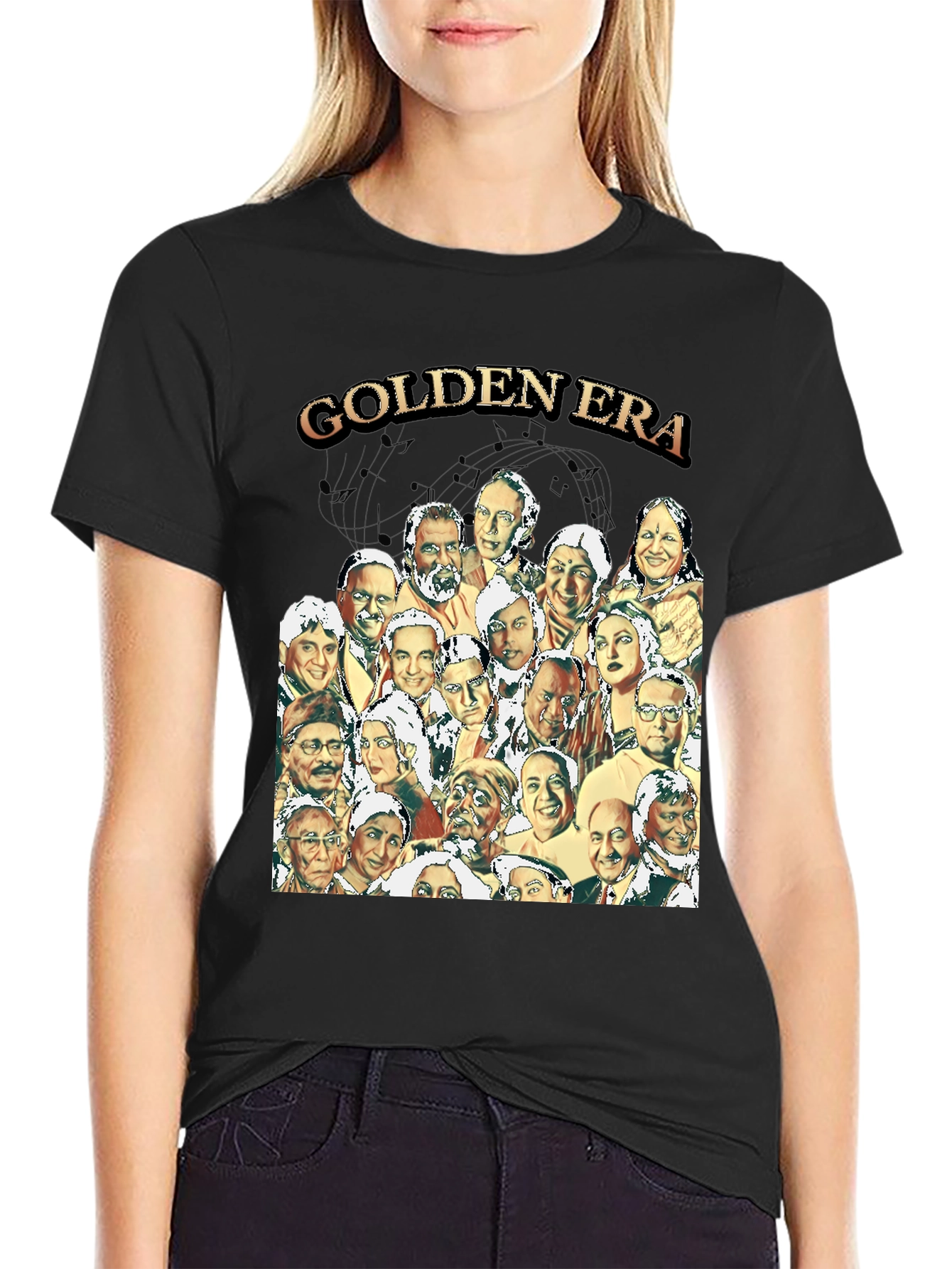 Golden Era Graphic Print Black T-Shirt