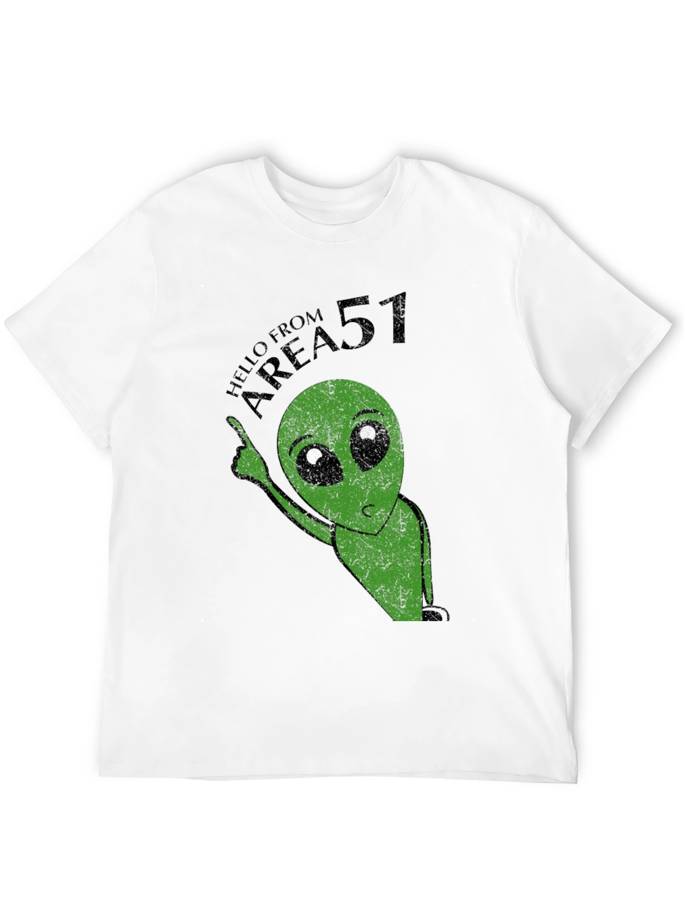 Area 51 Alien Graphic Print Black T-Shirt